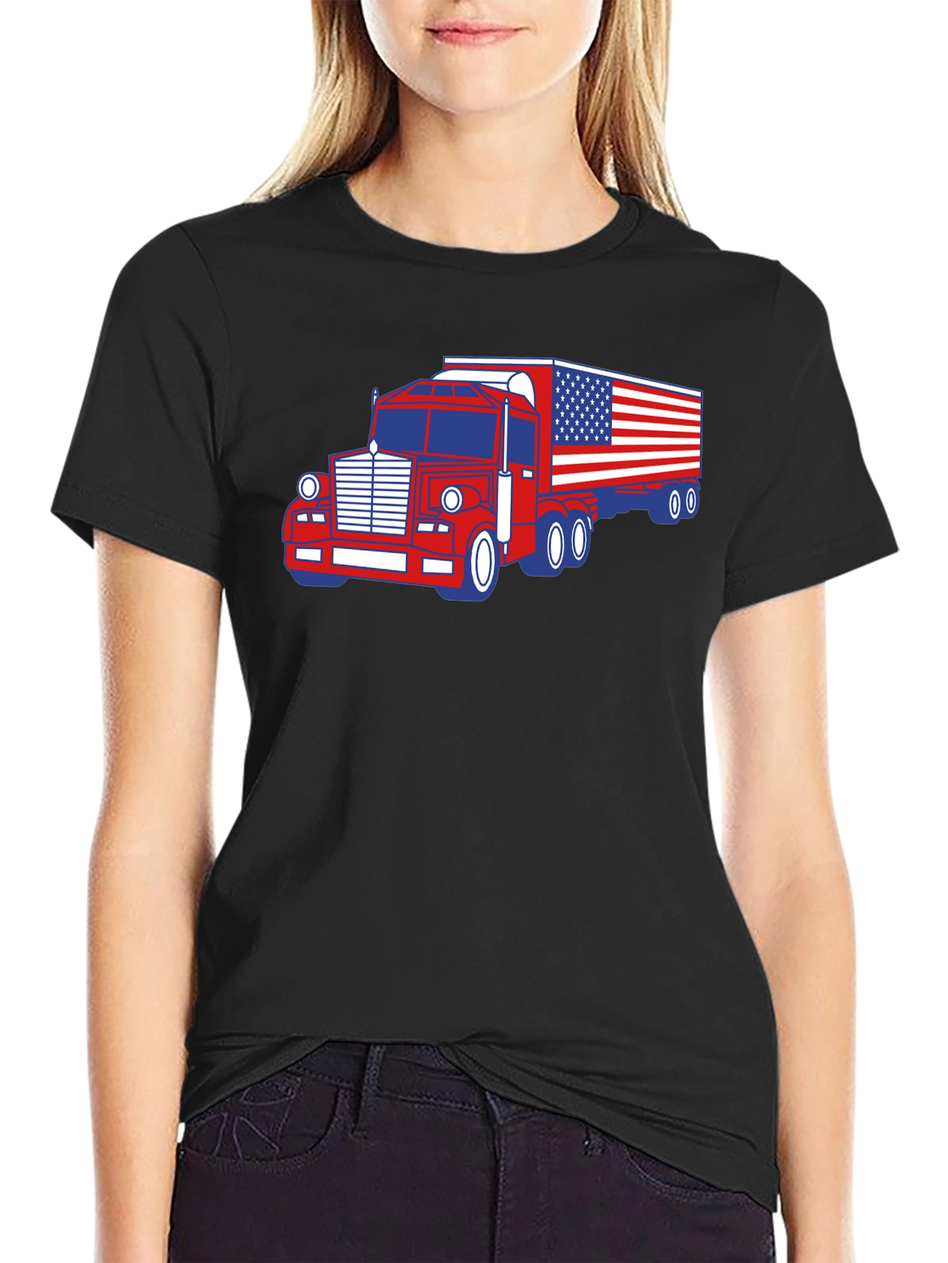 American Flag Truck Graphic T-Shirt