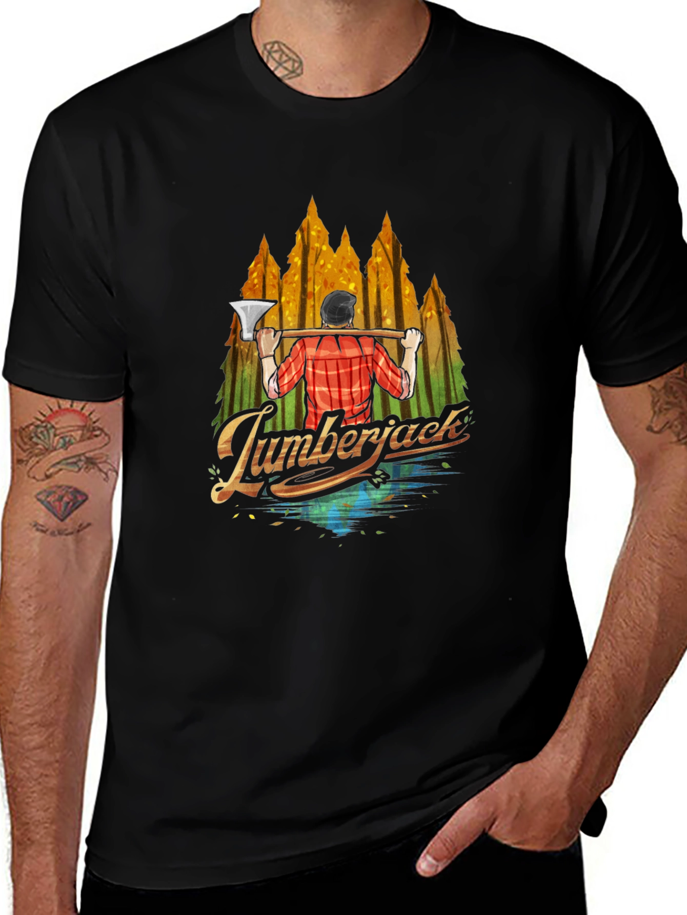 Lumberjack Graphic Print Crew Neck T-Shirt