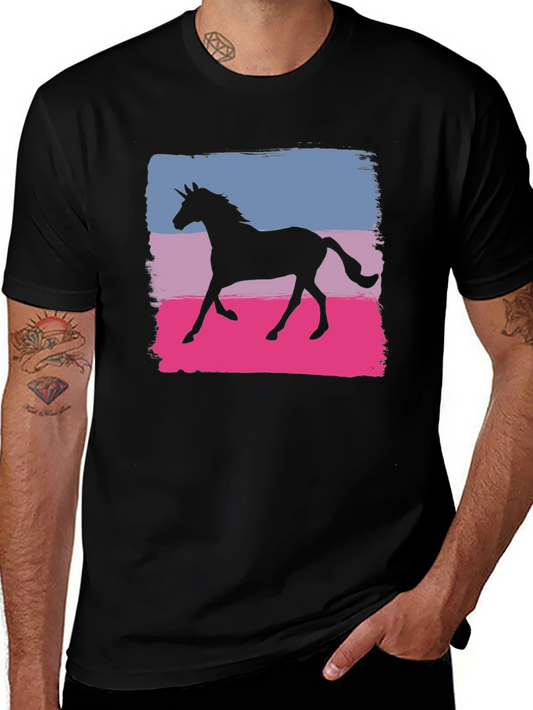 Unicorn Silhouette Graphic T-Shirt - Bold Color Block Design
