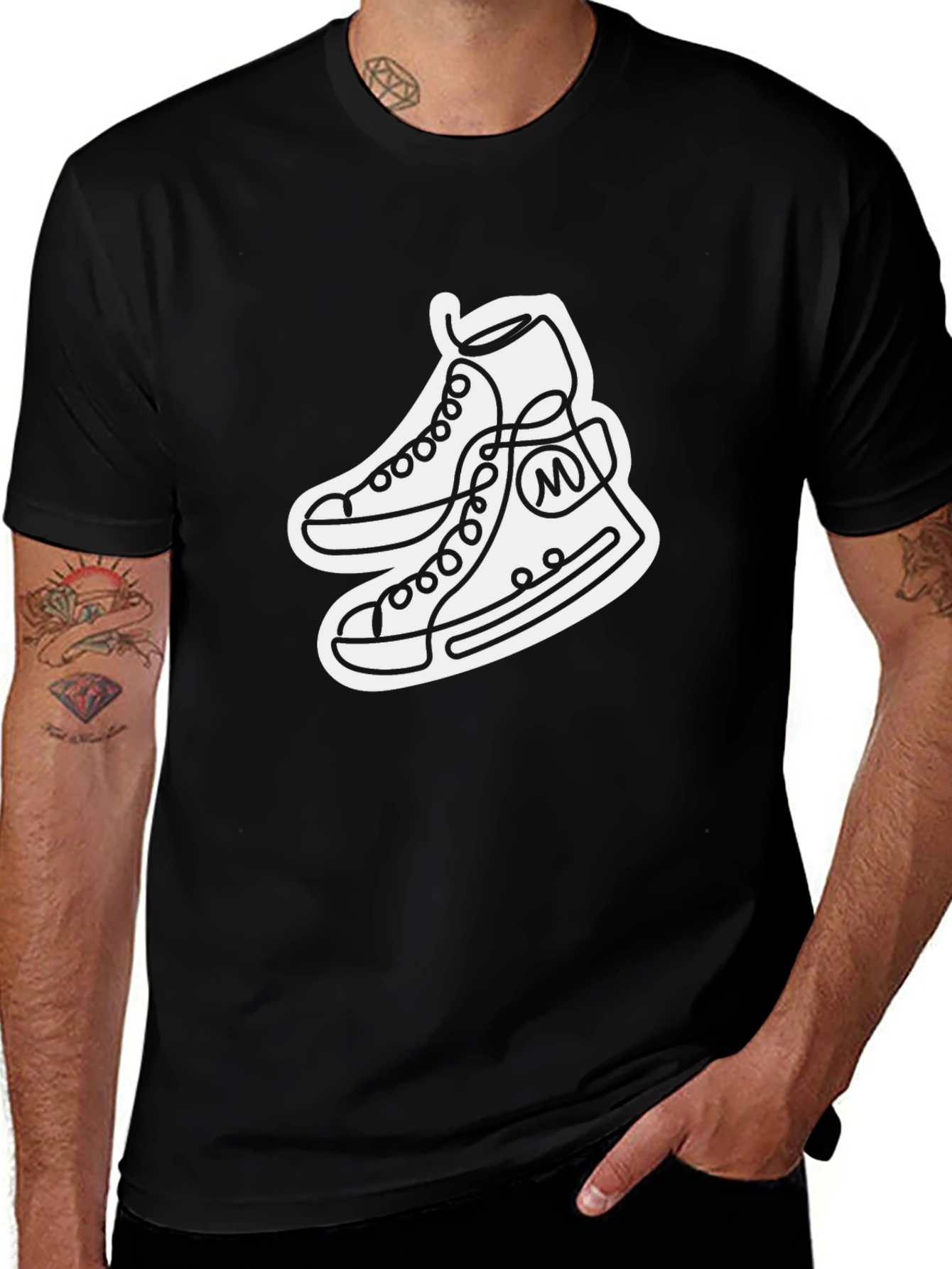 Black T-Shirt with Sneaker Graphic