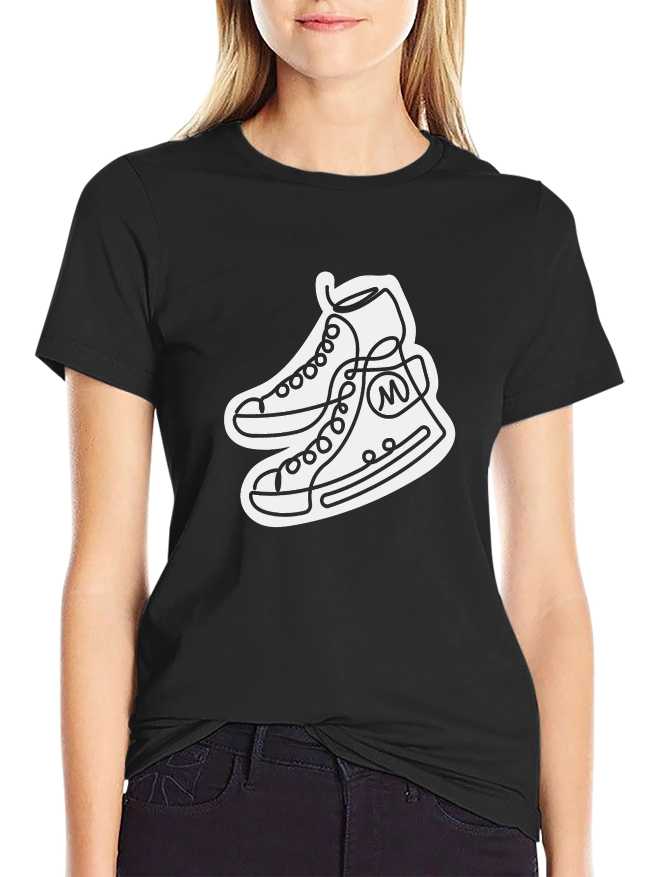 Black T-Shirt with Sneaker Graphic