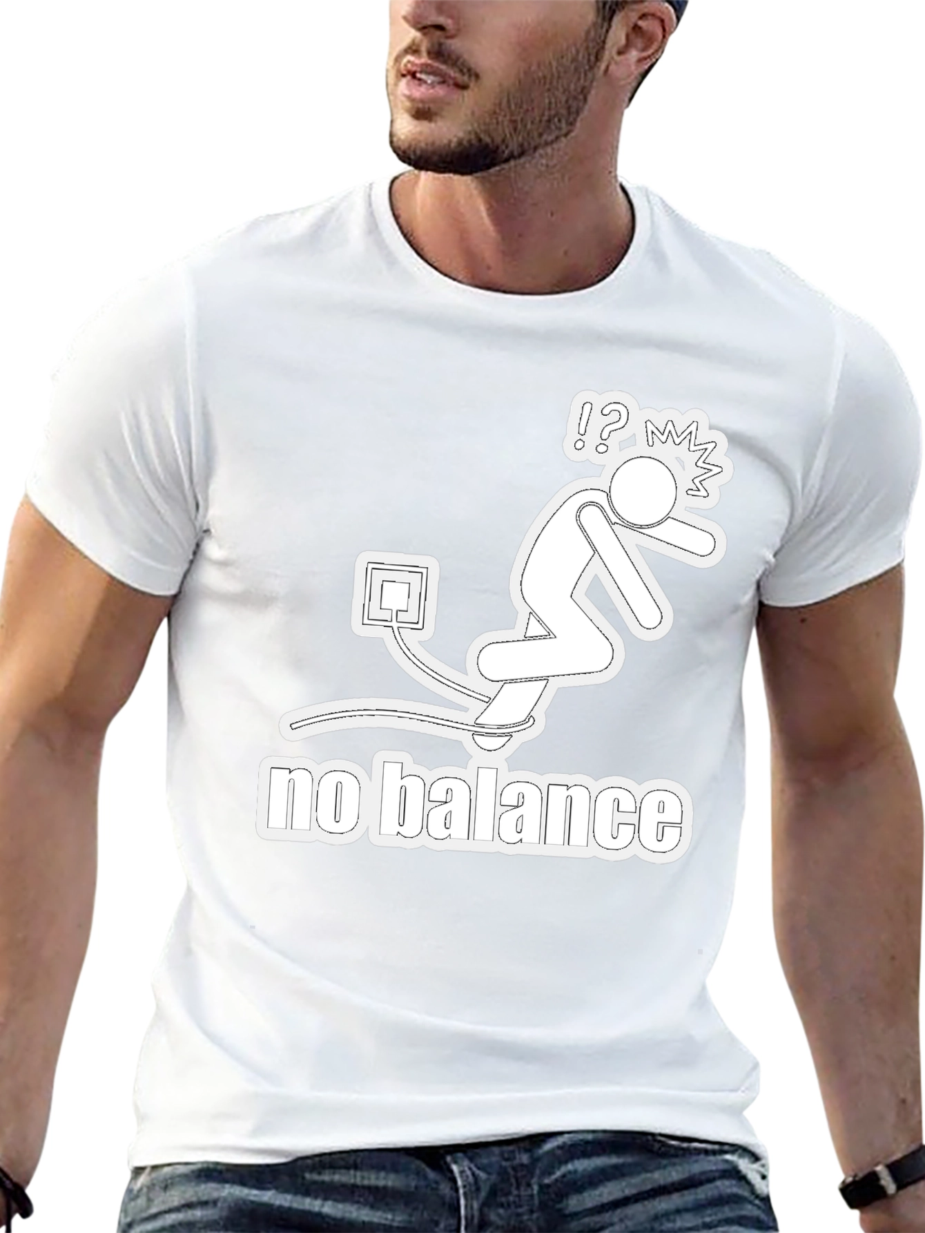 No Balance Graphic Tee - Funny Stick Figure T-Shirt
