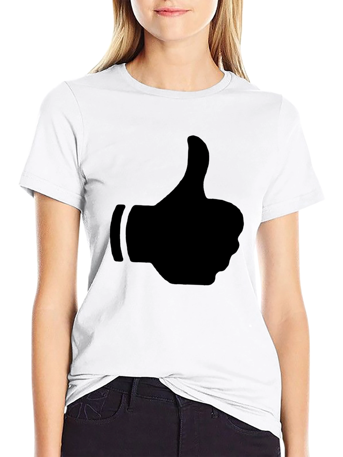 Thumbs Up Graphic Tee - Casual Black T-Shirt