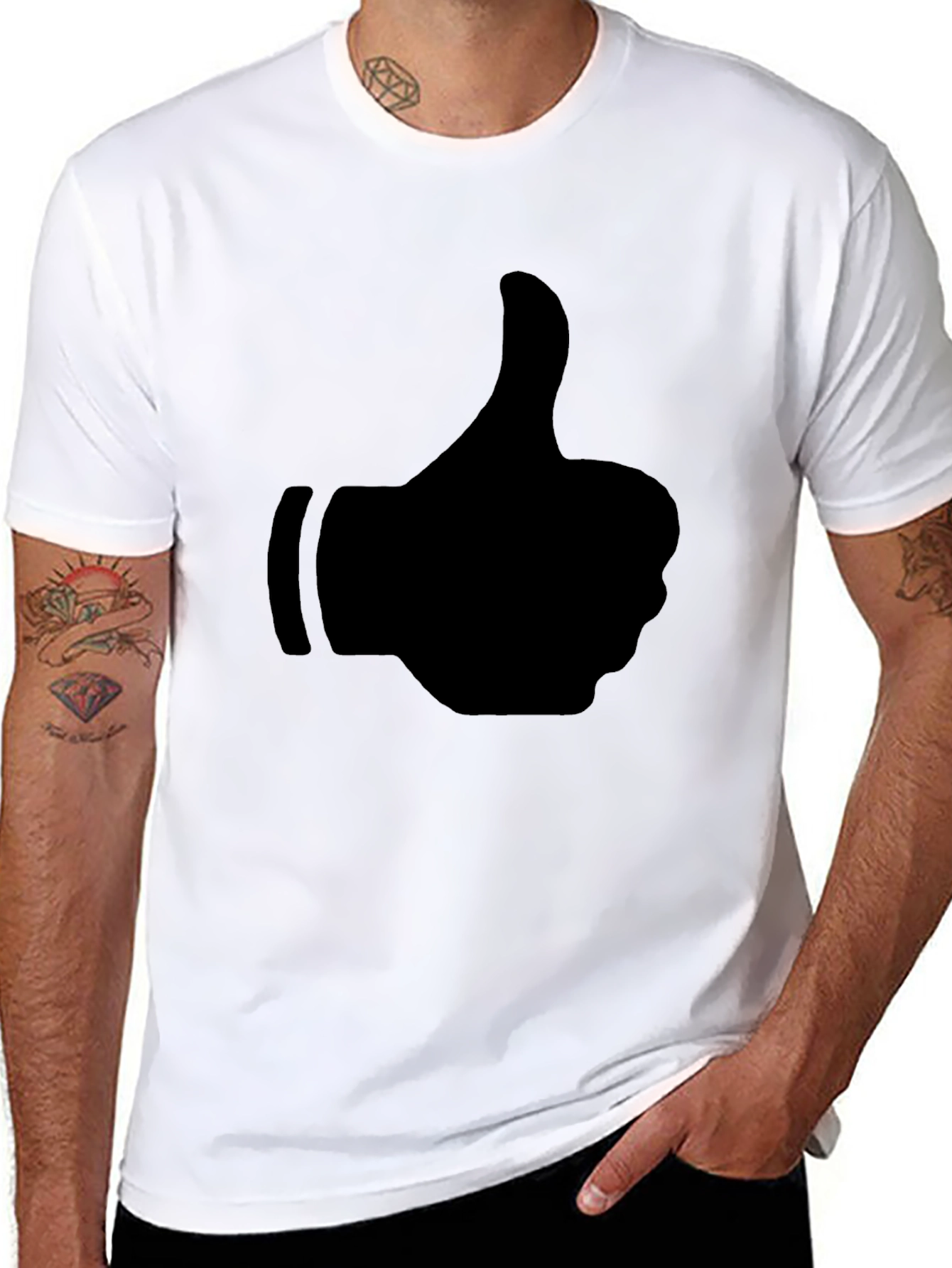 Thumbs Up Graphic Tee - Casual Black T-Shirt