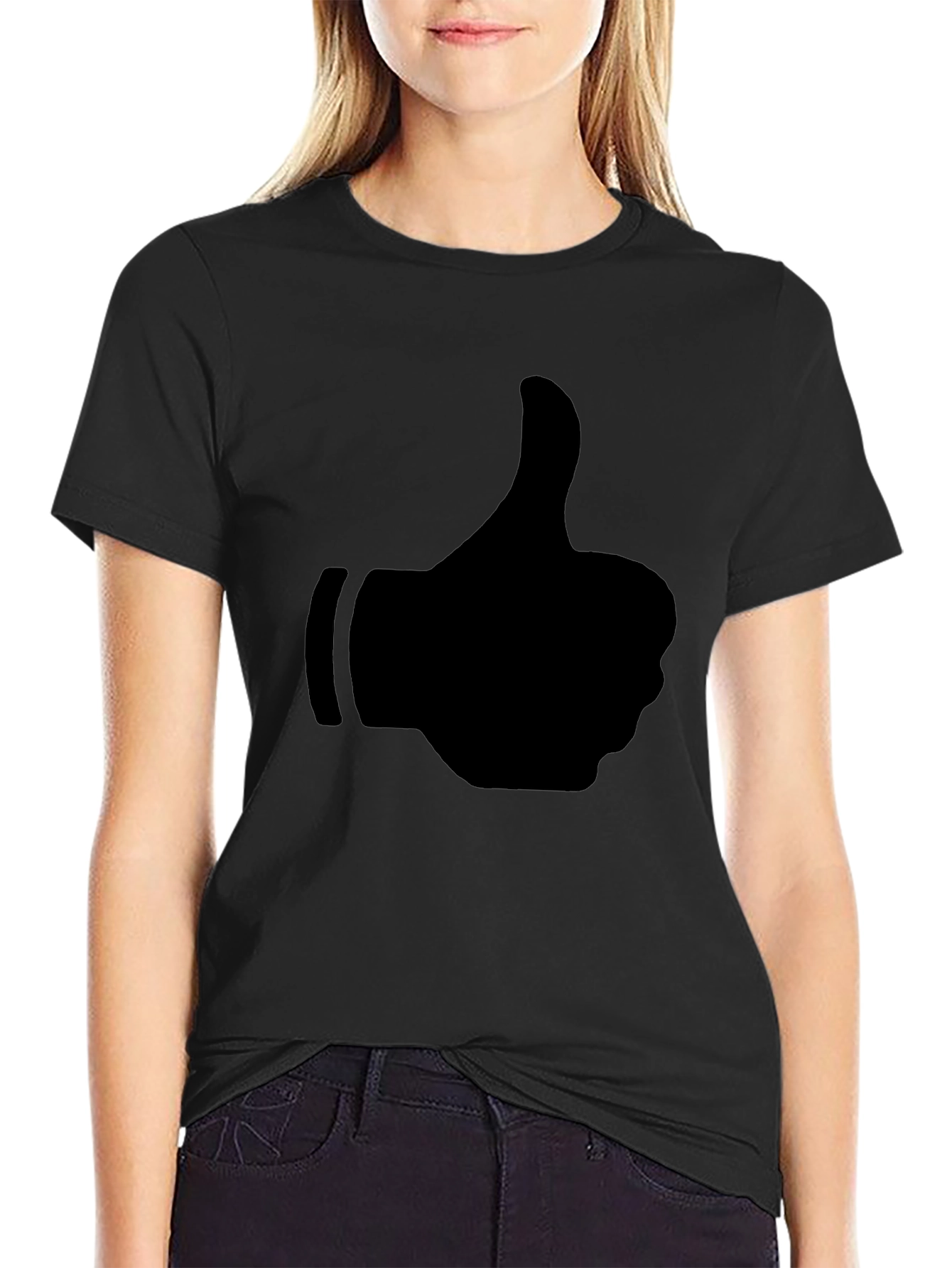Thumbs Up Graphic Tee - Casual Black T-Shirt