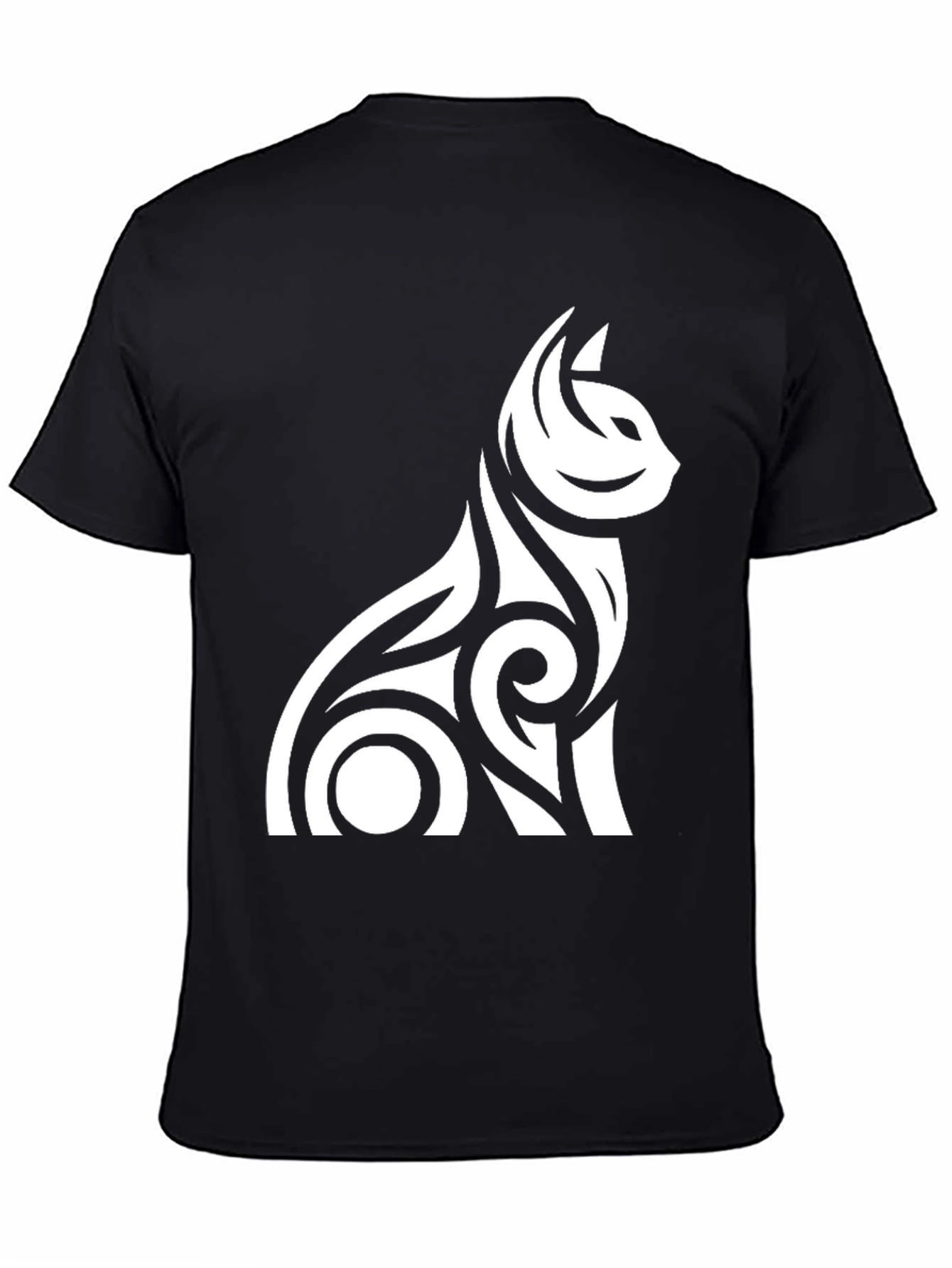 Tribal Cat Graphic Tee - Black