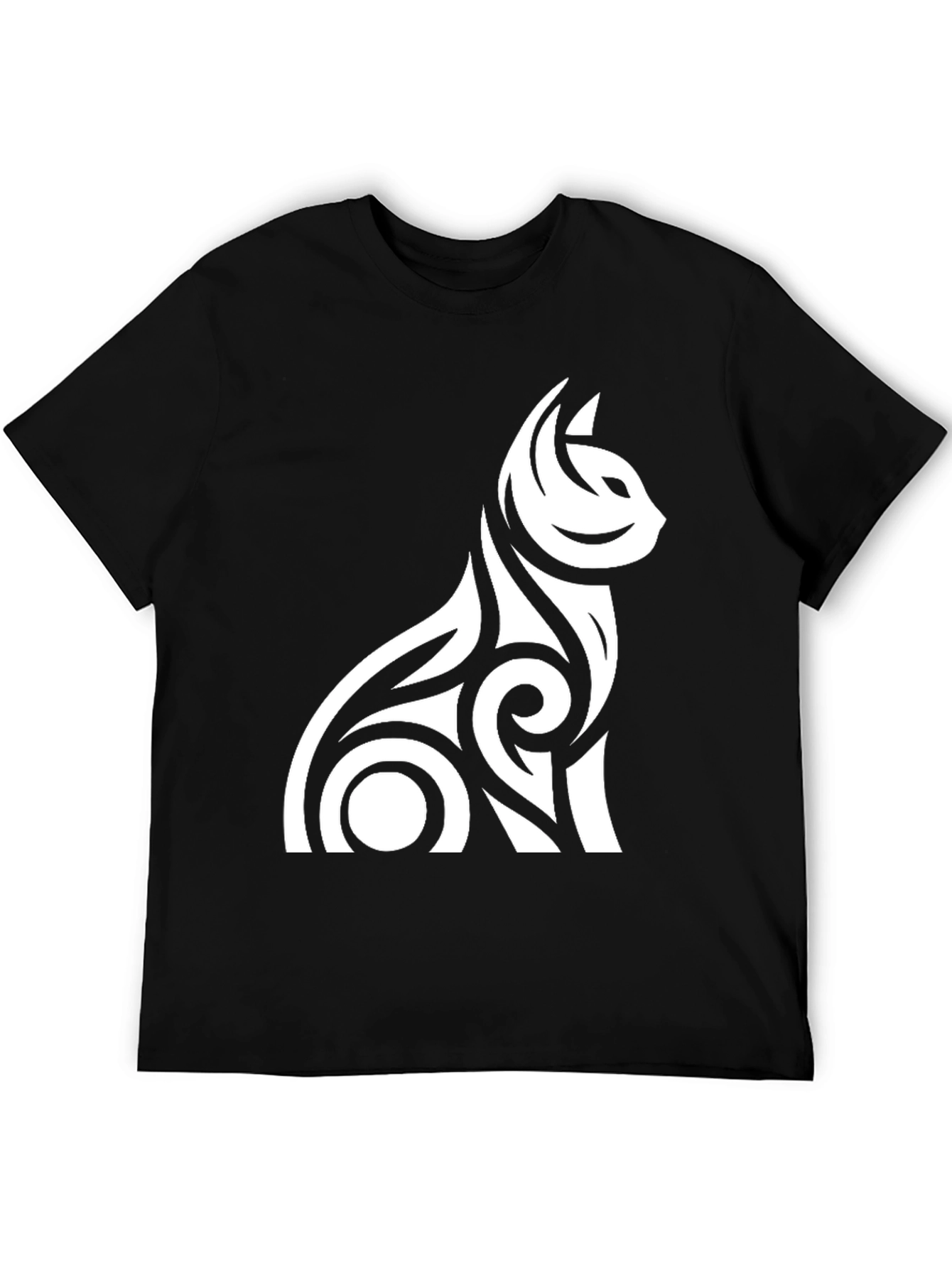 Tribal Cat Graphic Tee - Black