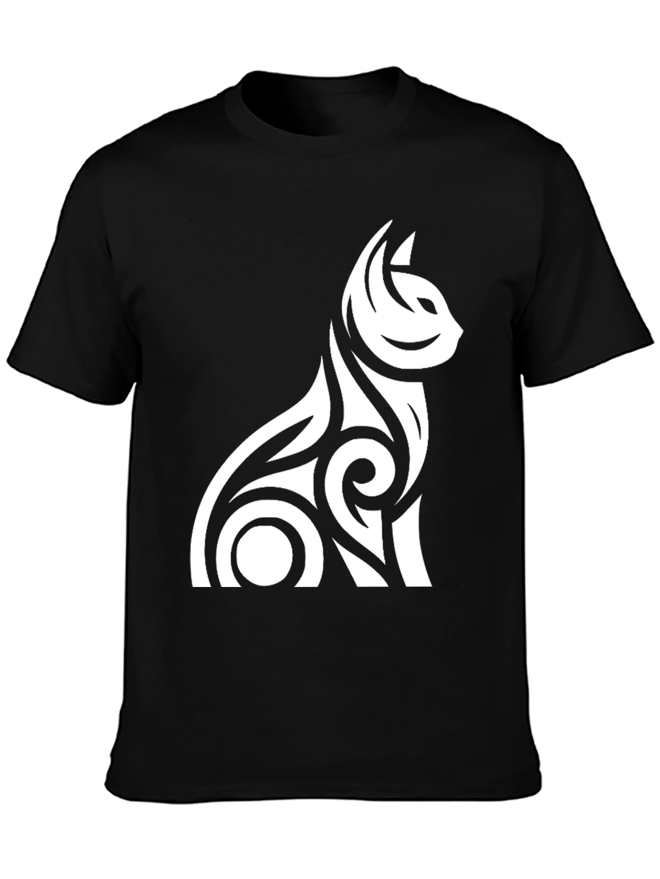 Tribal Cat Graphic Tee - Black