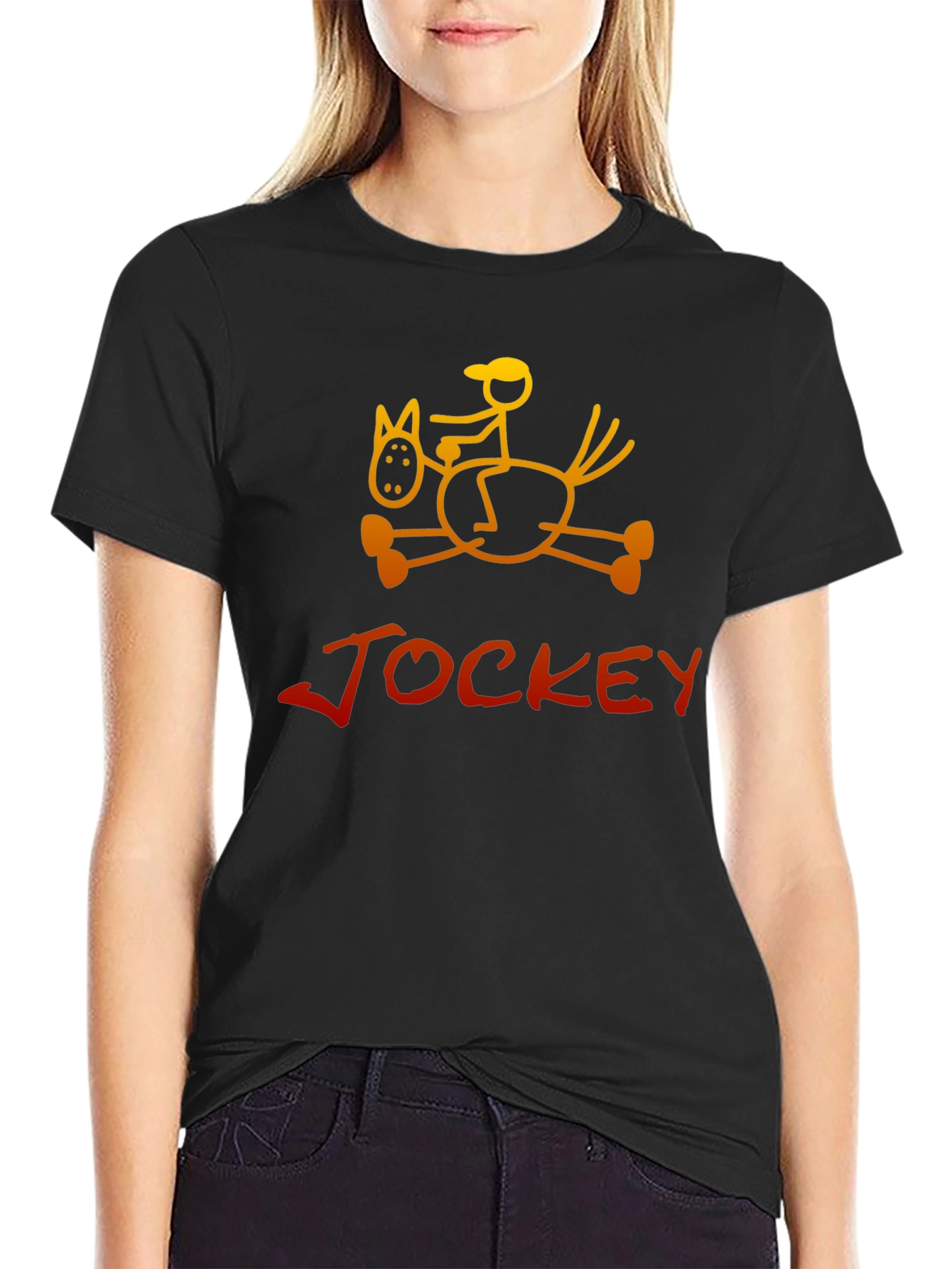 Jockey Horse Rider Graphic Tee - Black