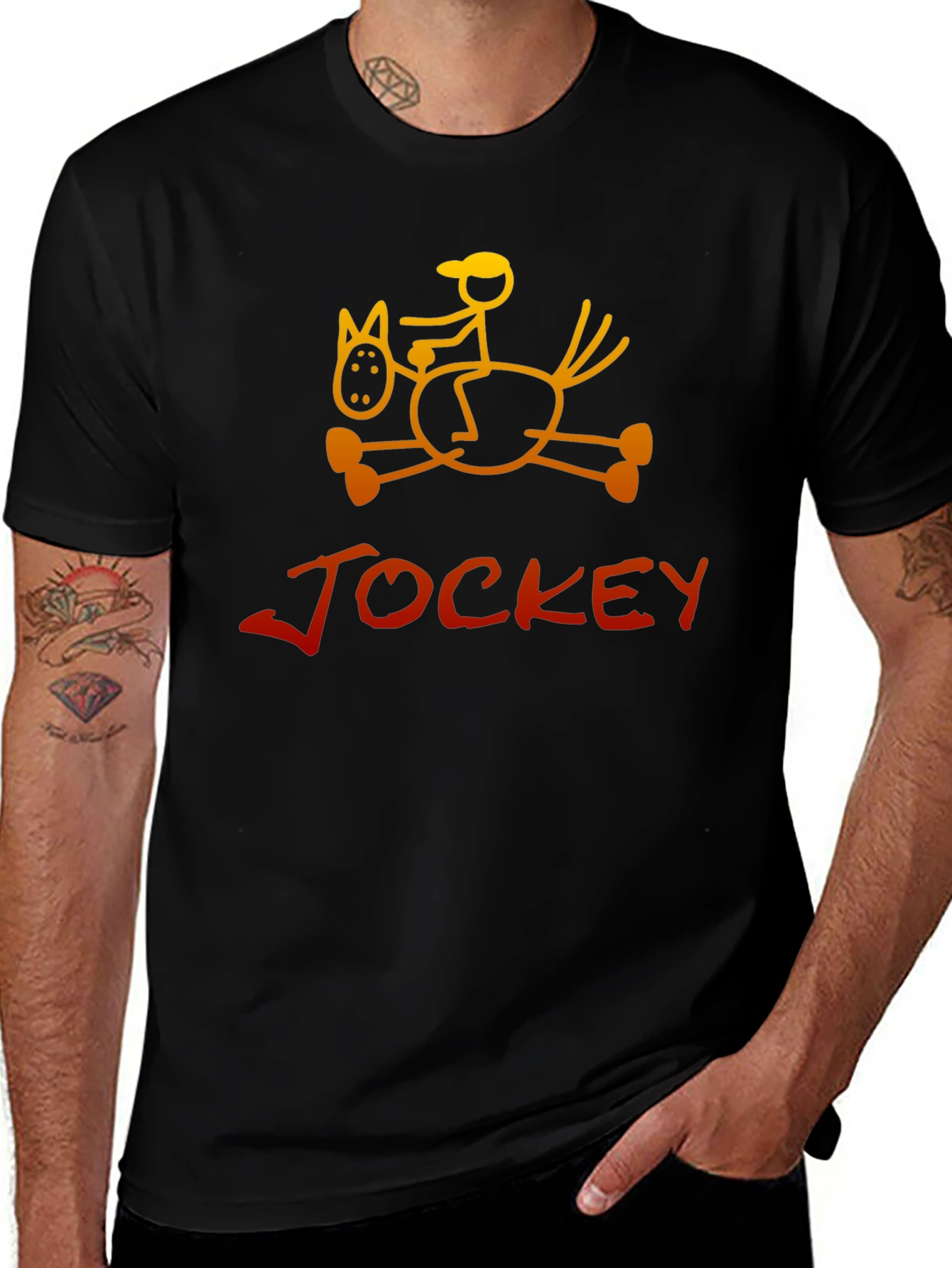Jockey Horse Rider Graphic Tee - Black