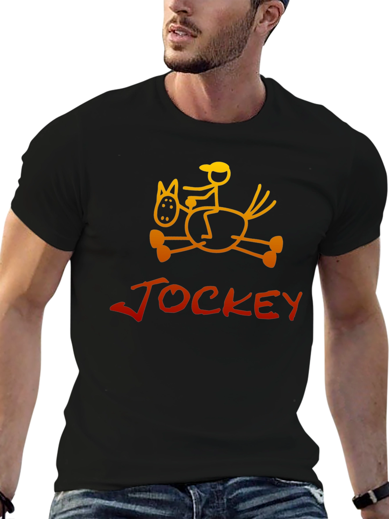 Jockey Horse Rider Graphic Tee - Black