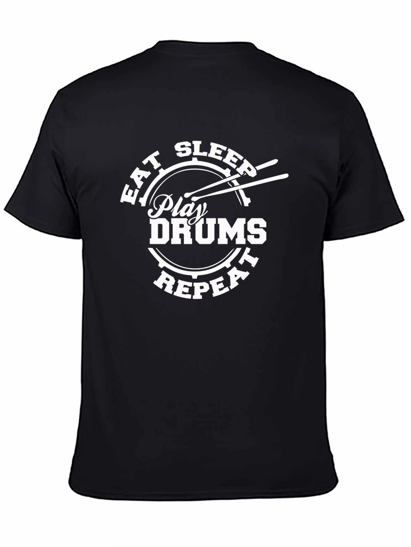 Eat Sleep Play Drums Repeat T-Shirt - Black