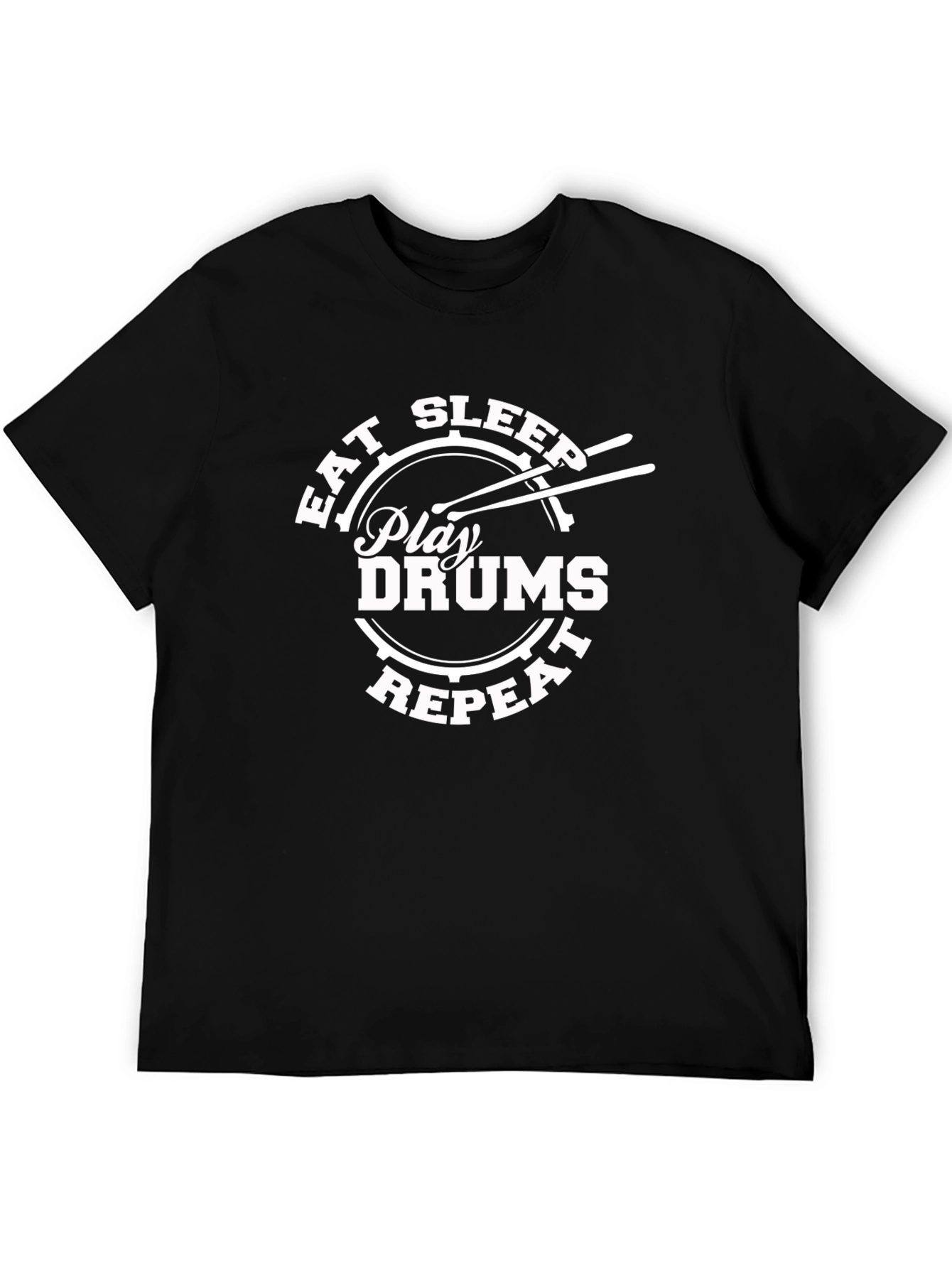 Eat Sleep Play Drums Repeat T-Shirt - Black