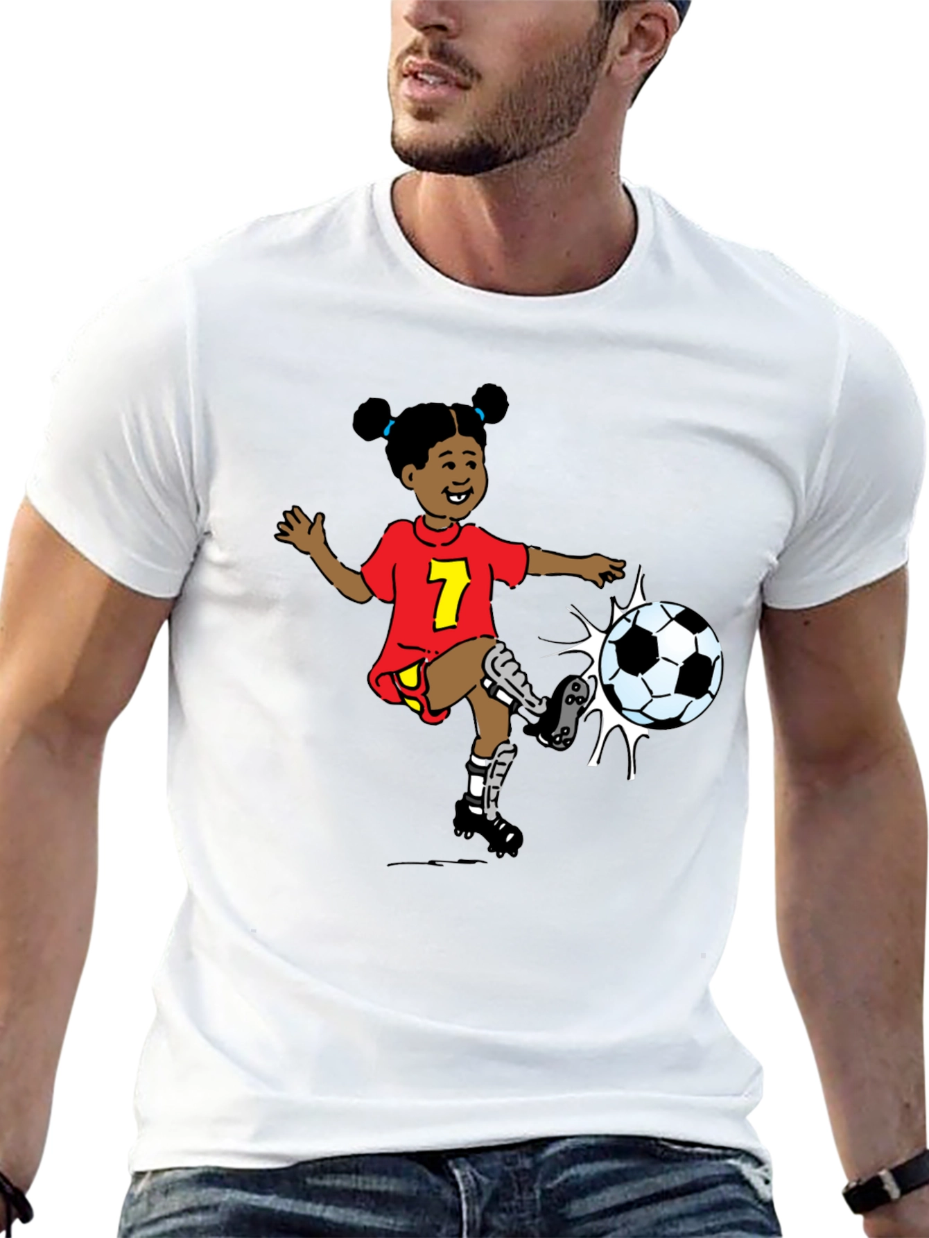 Cartoon Girl Soccer T-Shirt