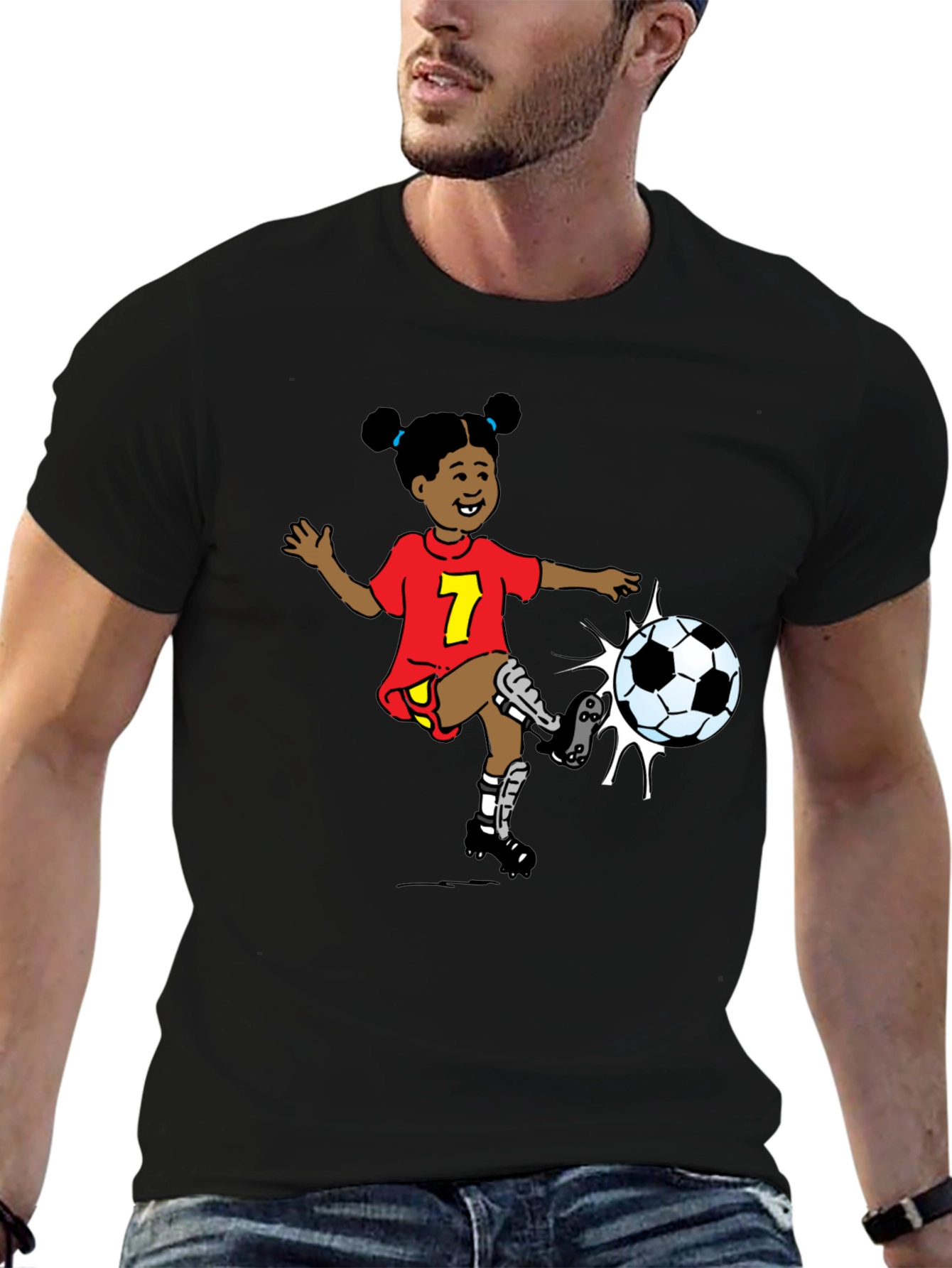 Cartoon Girl Soccer T-Shirt