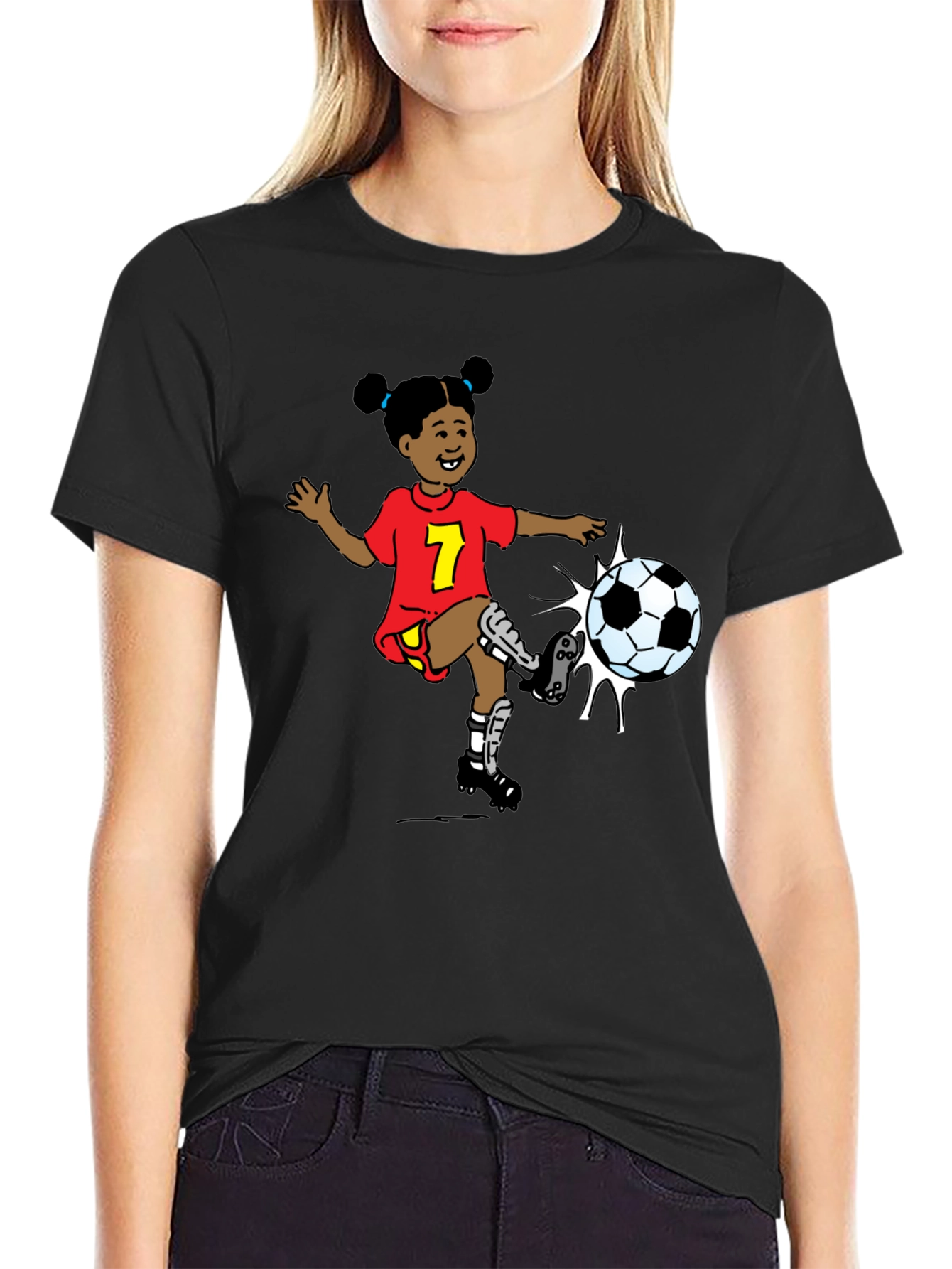 Cartoon Girl Soccer T-Shirt