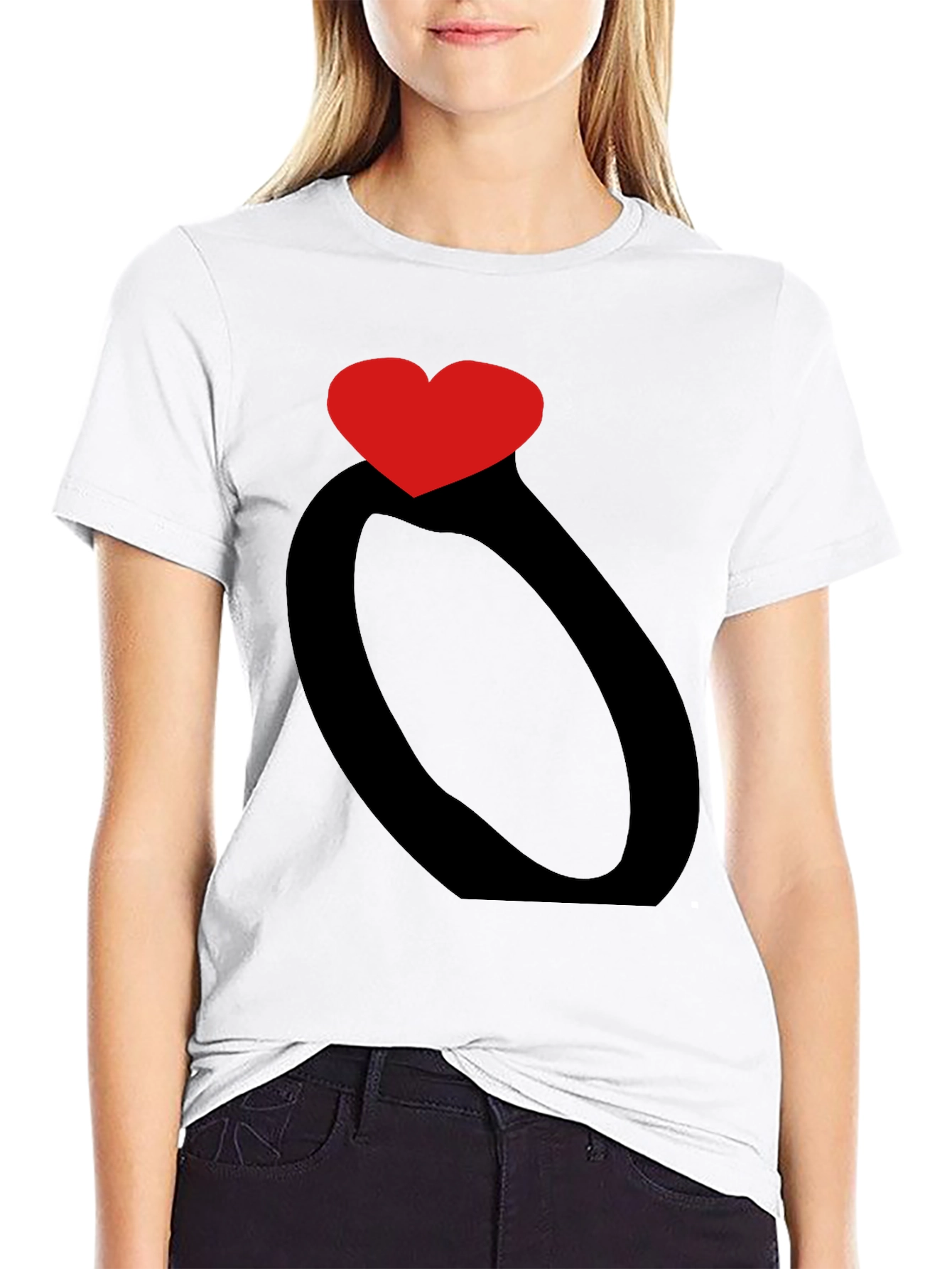 Heart Ring Graphic Black T-Shirt