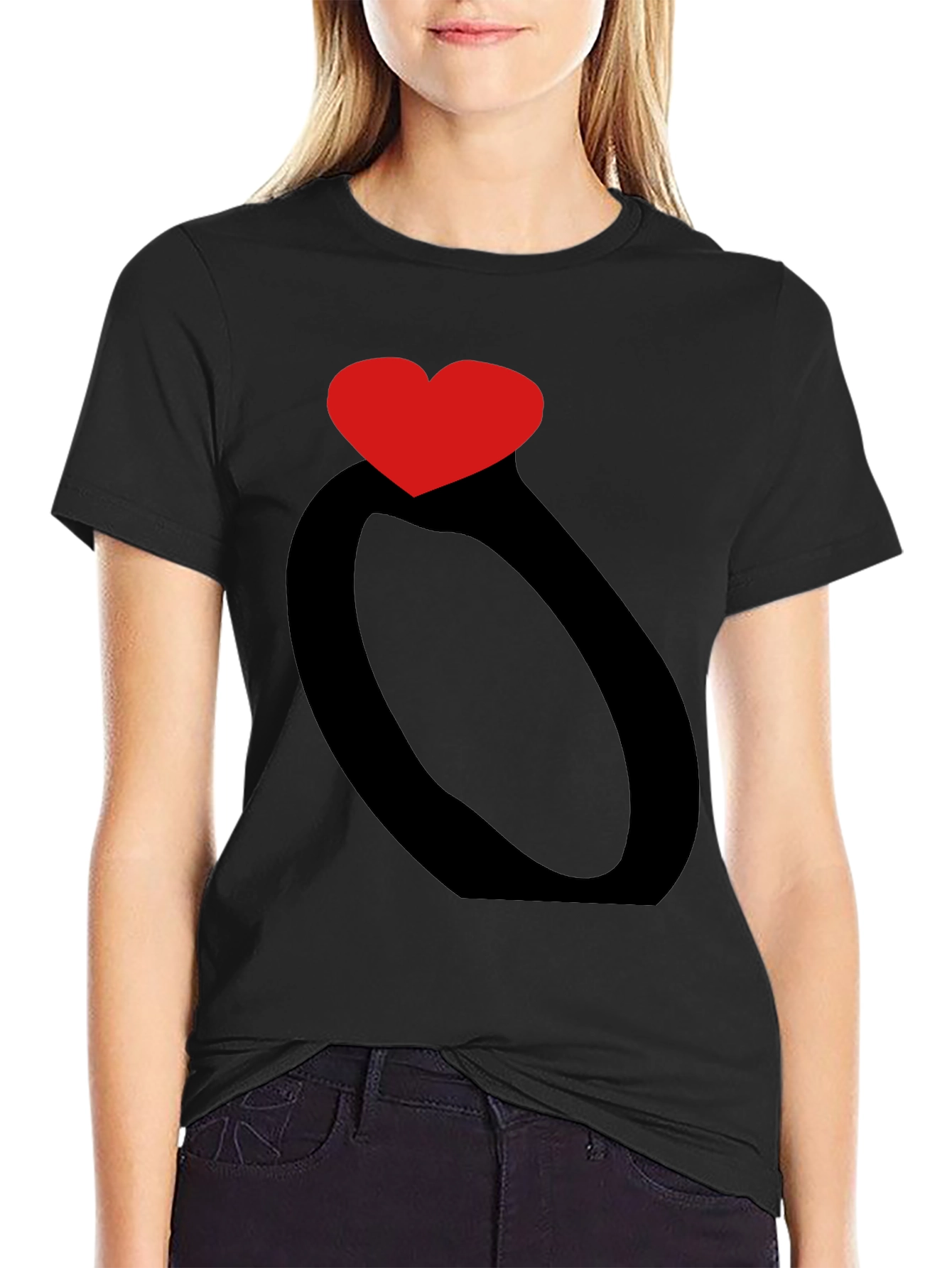 Heart Ring Graphic Black T-Shirt