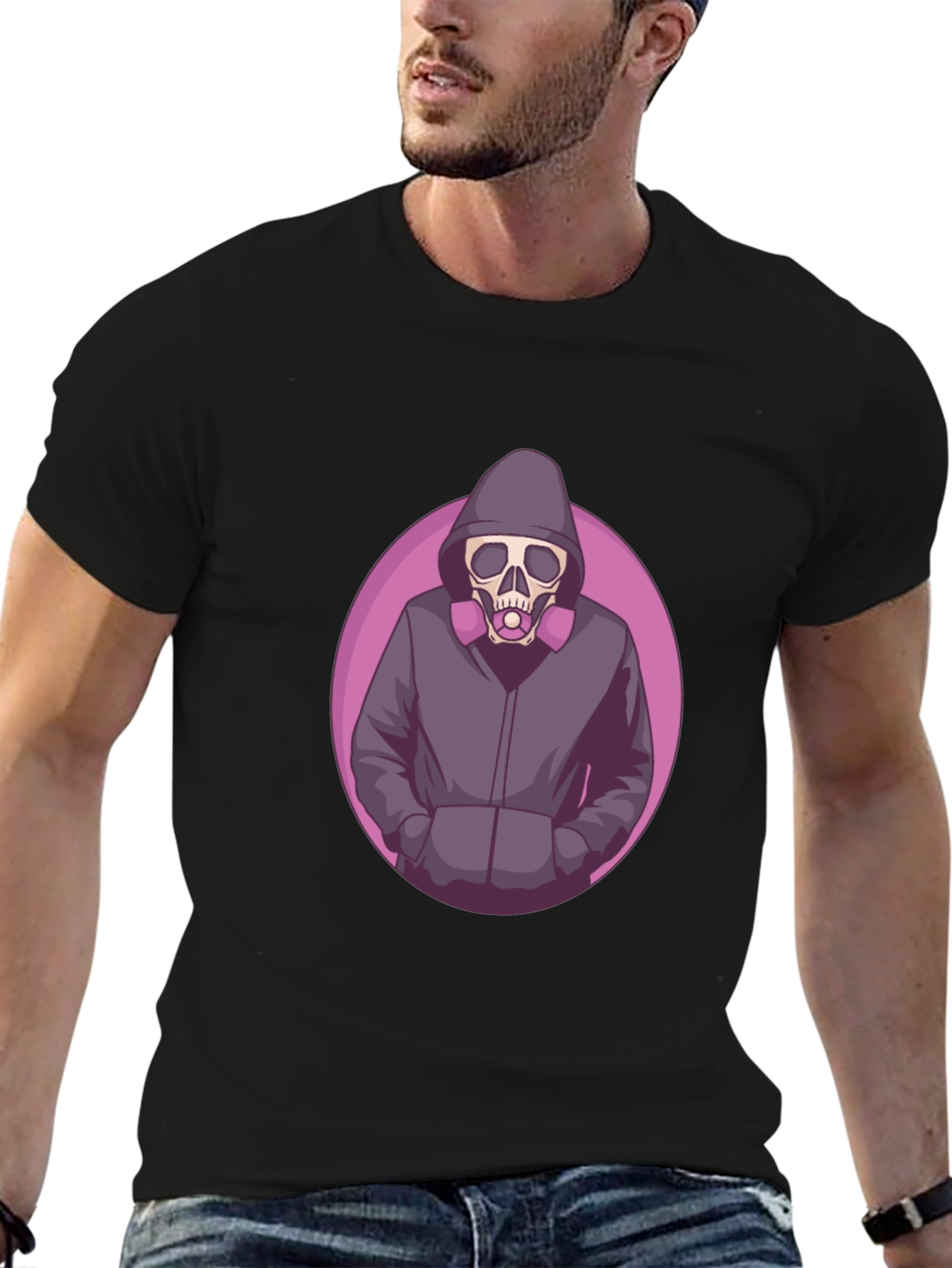 Edgy Skull Graphic T-Shirt - Mens Black Tee