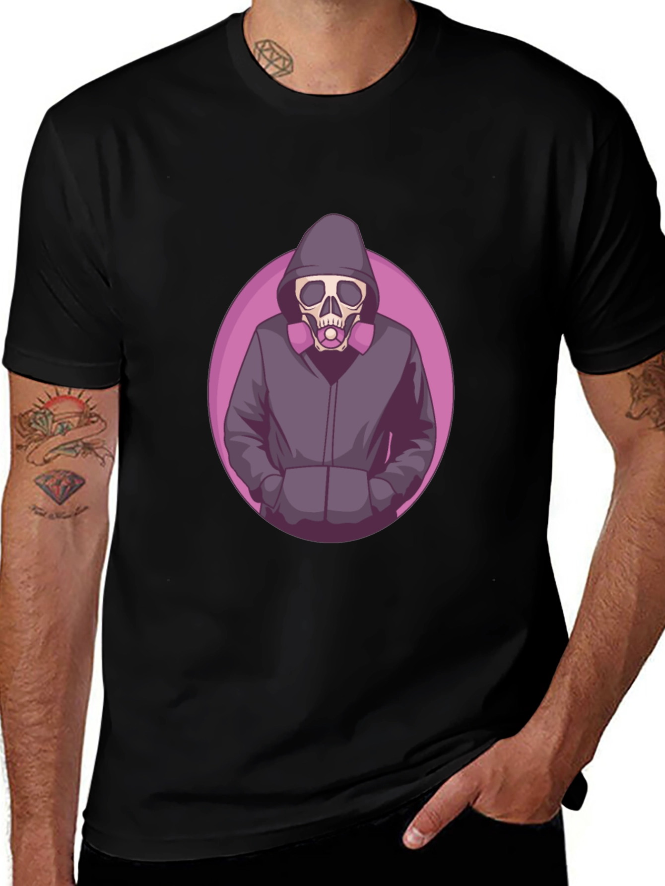 Edgy Skull Graphic T-Shirt - Mens Black Tee