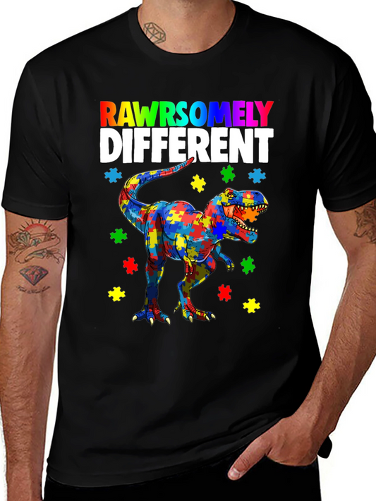 RAWRSOMELY DIFFERENT Autism Dinosaur T-Shirt