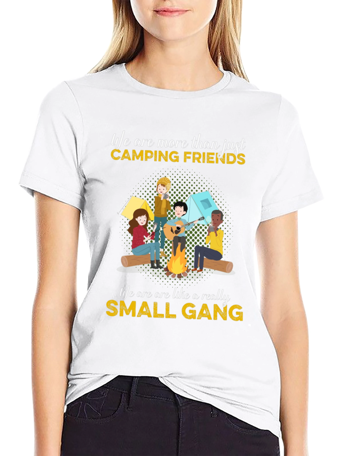 Camping Friends Small Gang Graphic T-Shirt