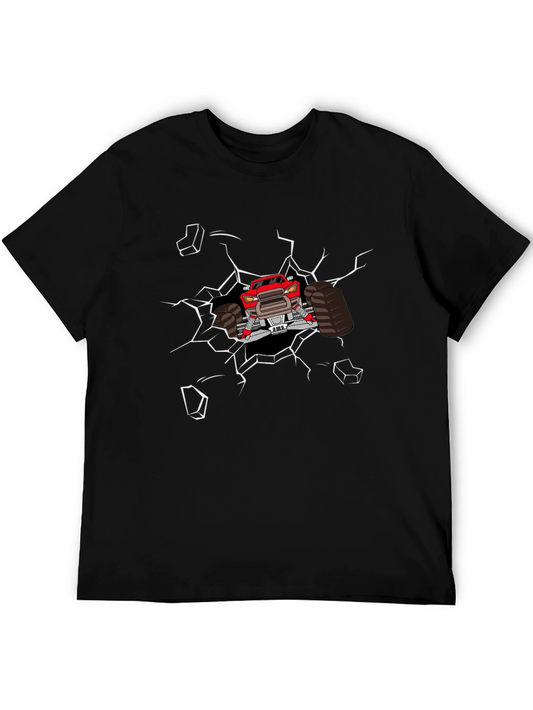 Monster Truck Graphic Tee - Black Cotton Casual