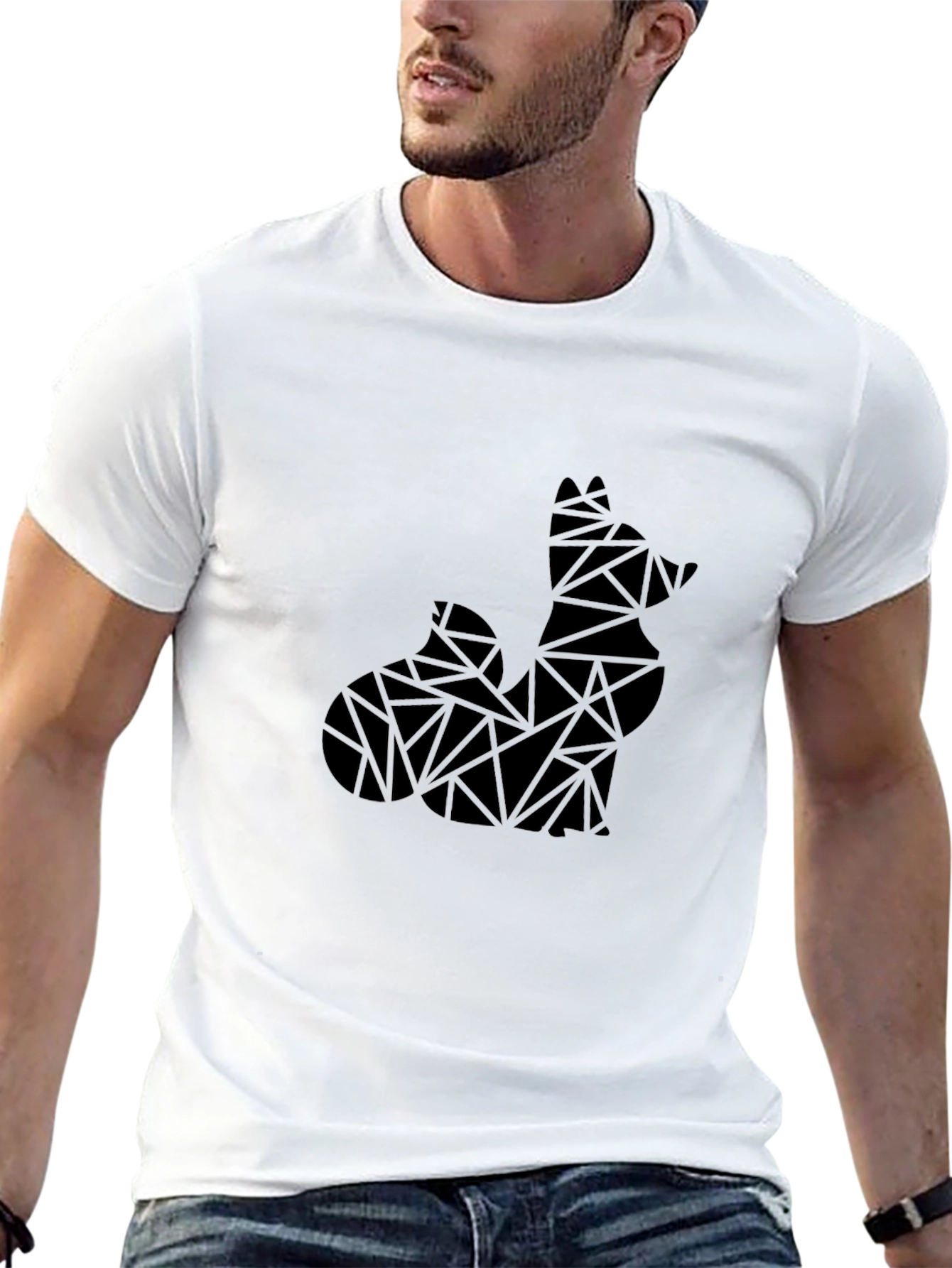 Geometric Fox Black T-Shirt