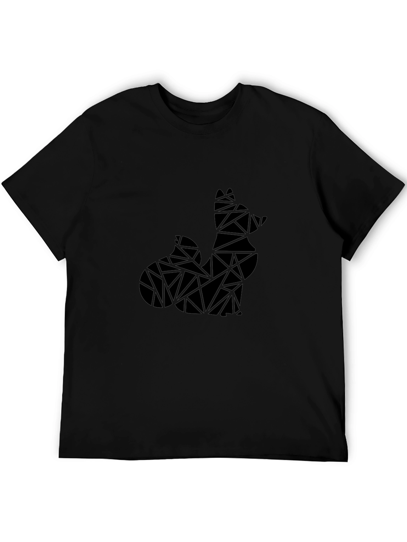 Geometric Fox Black T-Shirt