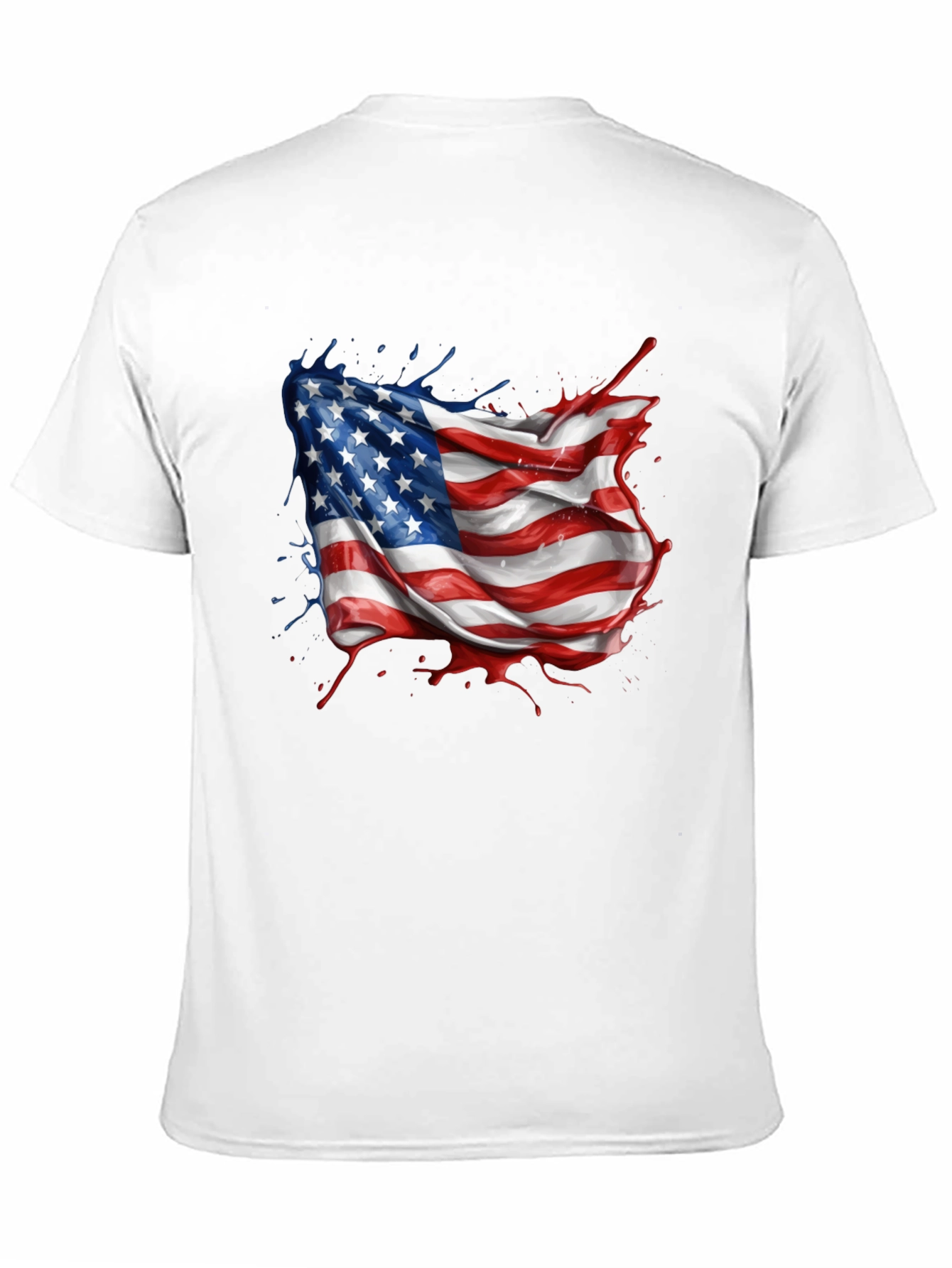 American Flag Splatter Print Black T-Shirt
