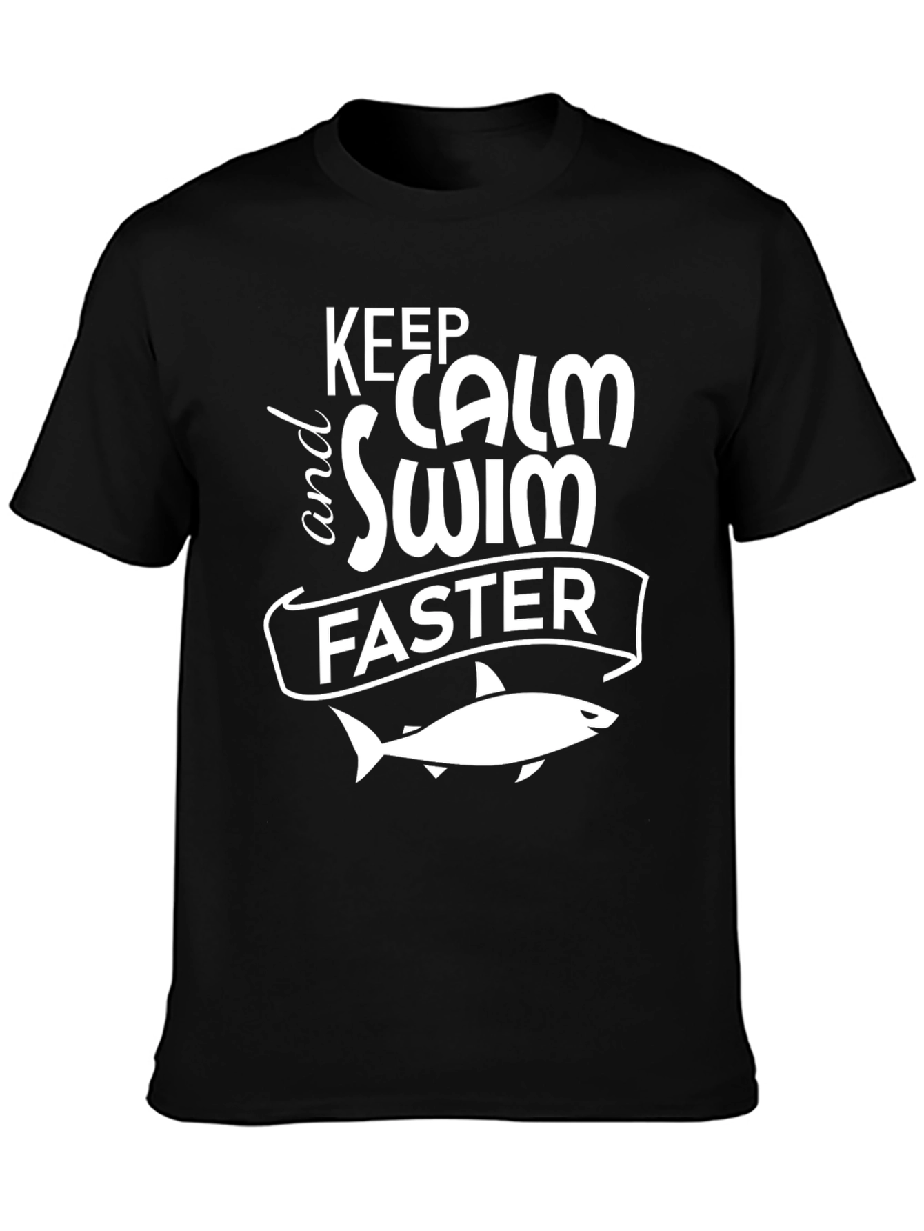 Keep Calm and Swim Faster Black Graphic Tee