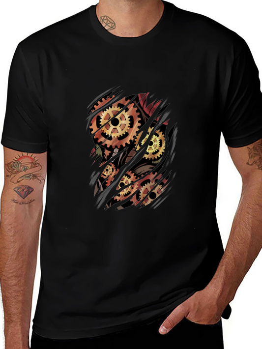 Steampunk Gear T-Shirt - Mechanical Heart Graphic Tee