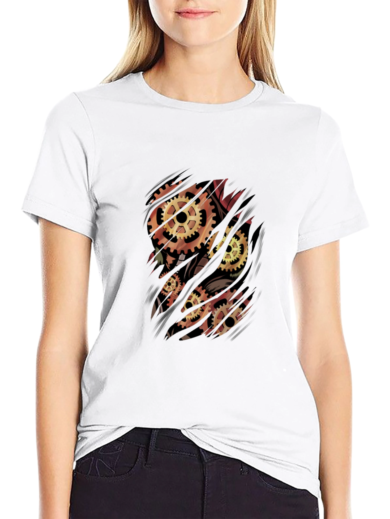 Steampunk Gear T-Shirt - Mechanical Heart Graphic Tee