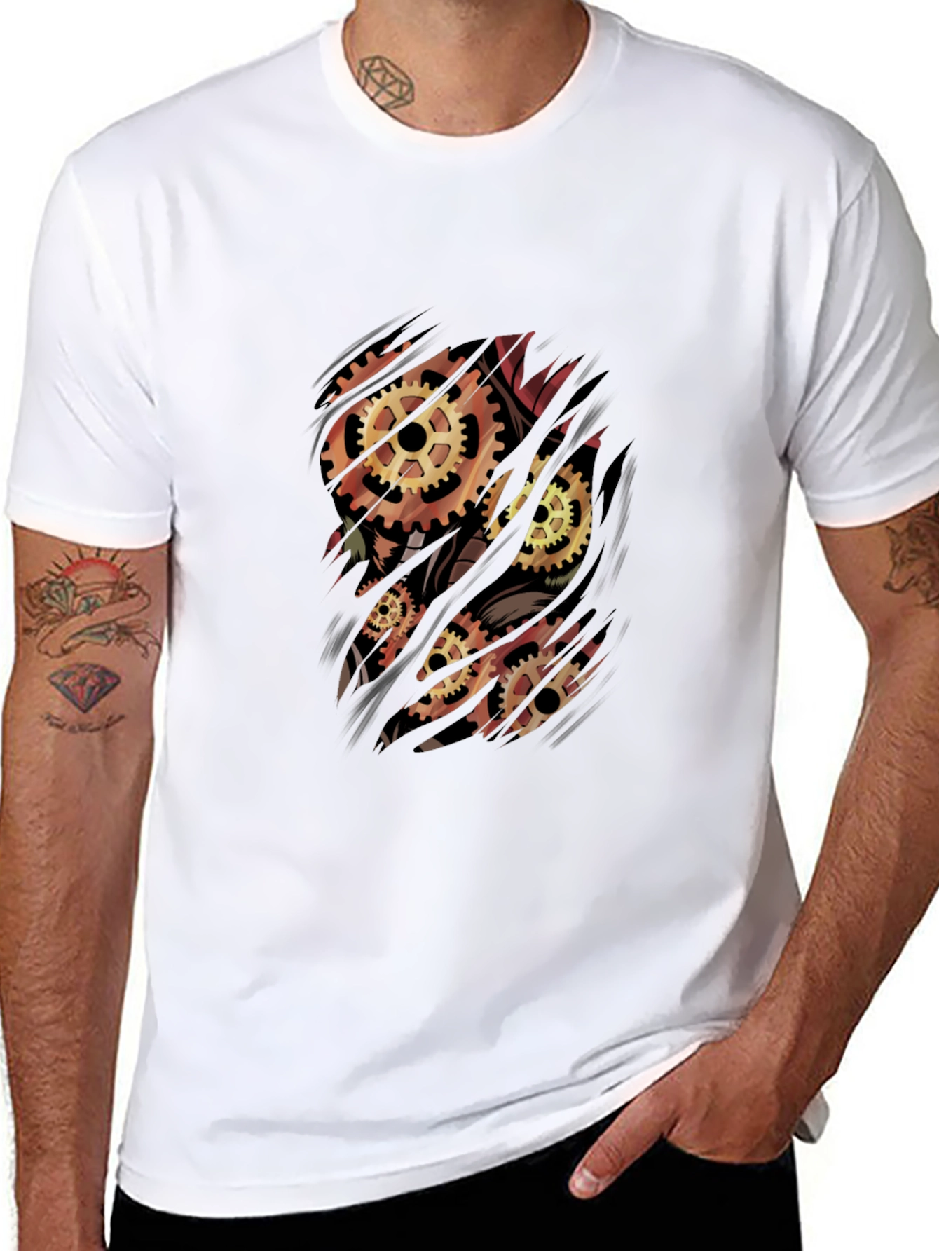Steampunk Gear T-Shirt - Mechanical Heart Graphic Tee