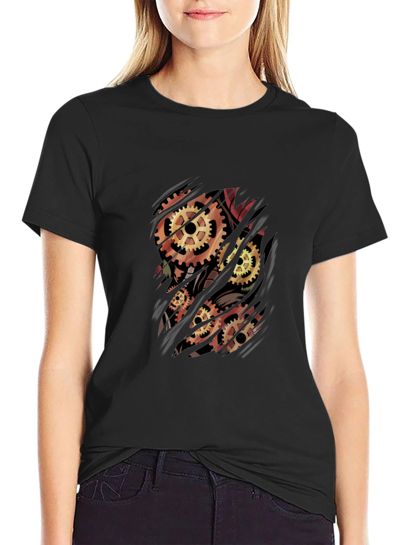 Steampunk Gear T-Shirt - Mechanical Heart Graphic Tee