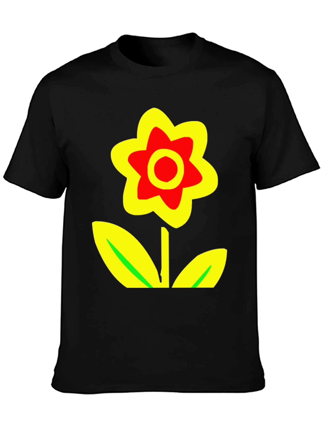 Bold Flower Graphic Tee - Black Cotton Blend