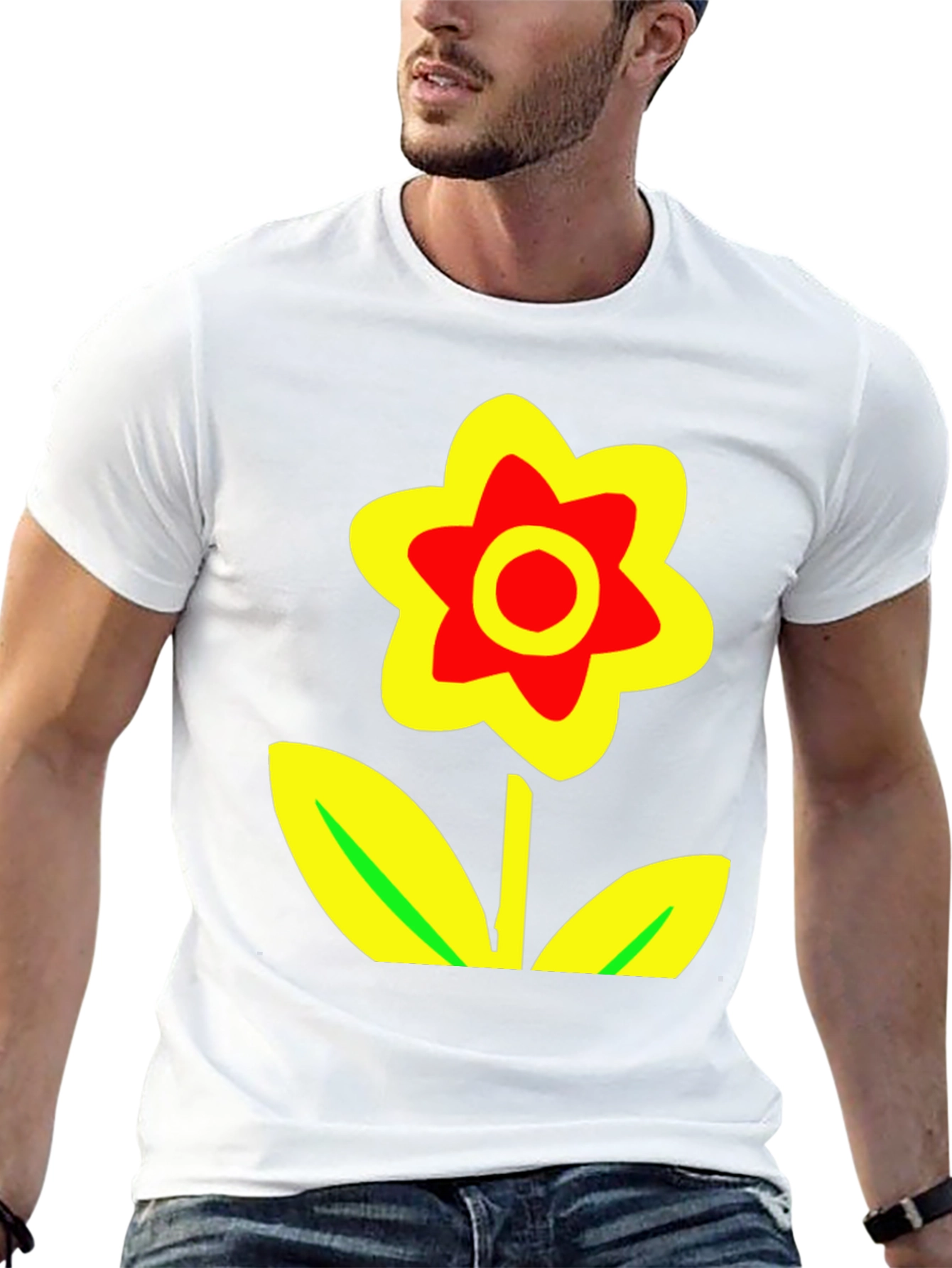 Bold Flower Graphic Tee - Black Cotton Blend