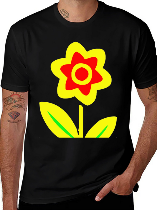 Bold Flower Graphic Tee - Black Cotton Blend