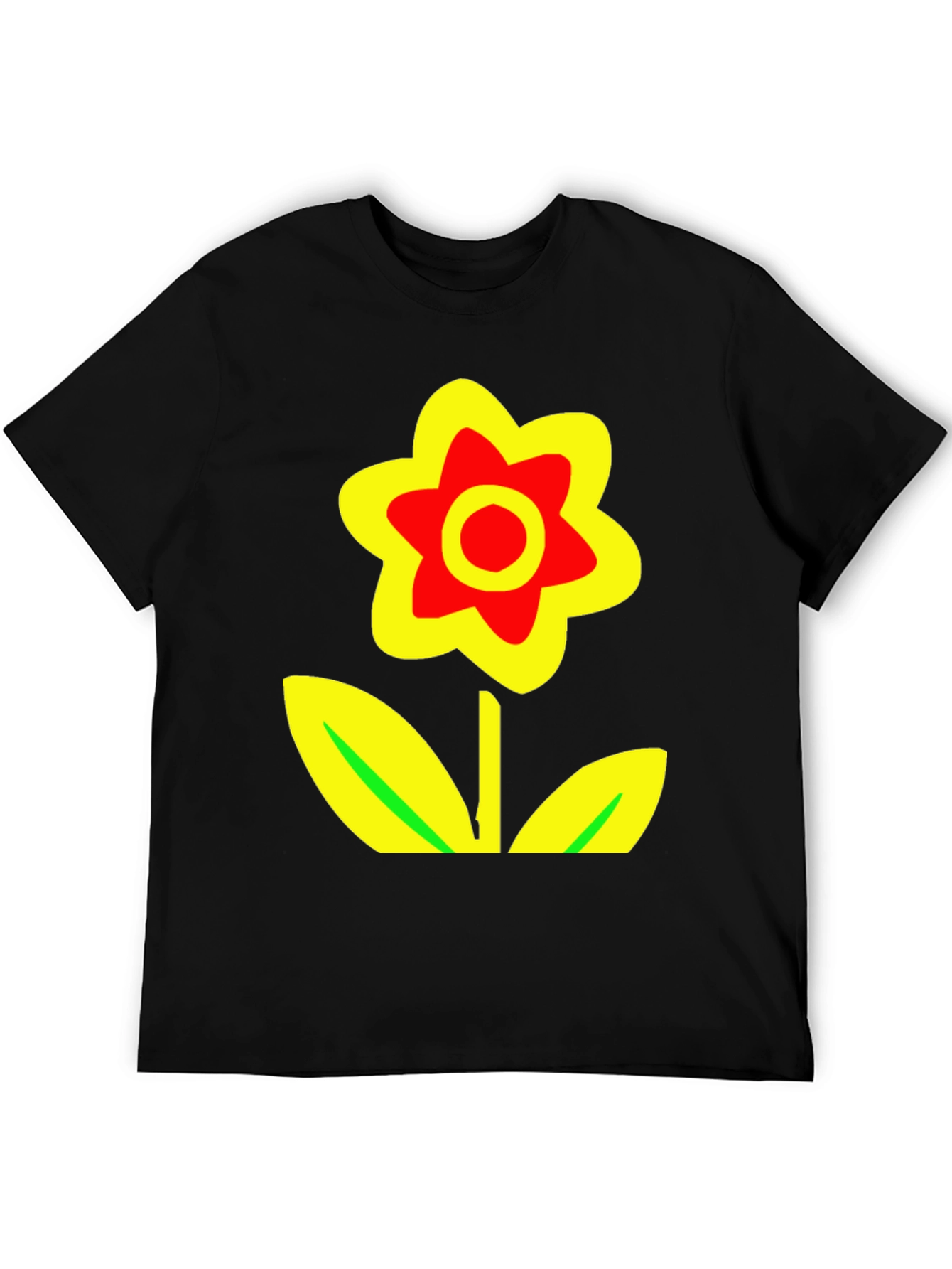 Bold Flower Graphic Tee - Black Cotton Blend