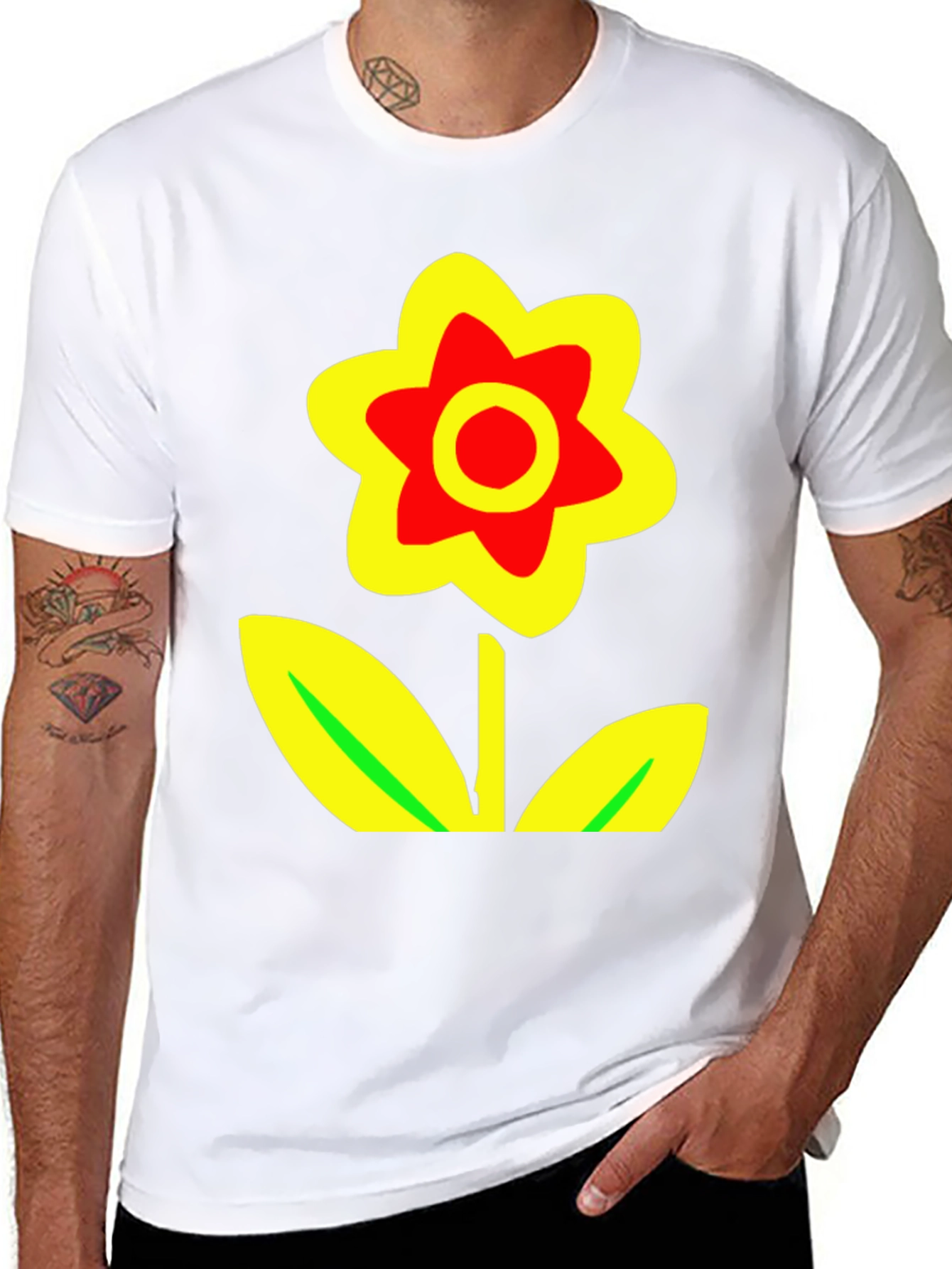 Bold Flower Graphic Tee - Black Cotton Blend