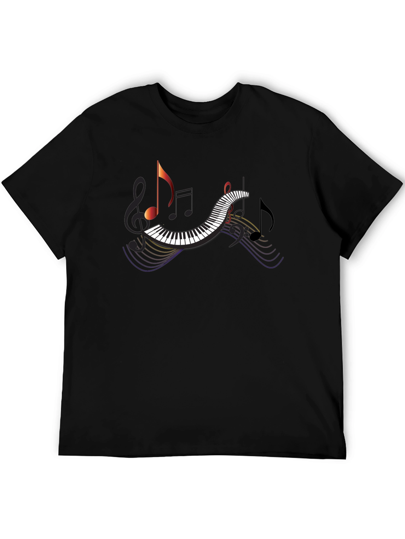 Musical Note Piano T-Shirt - Black