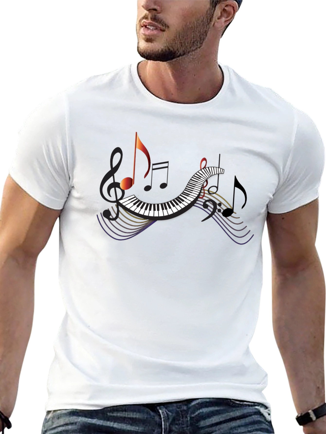 Musical Note Piano T-Shirt - Black