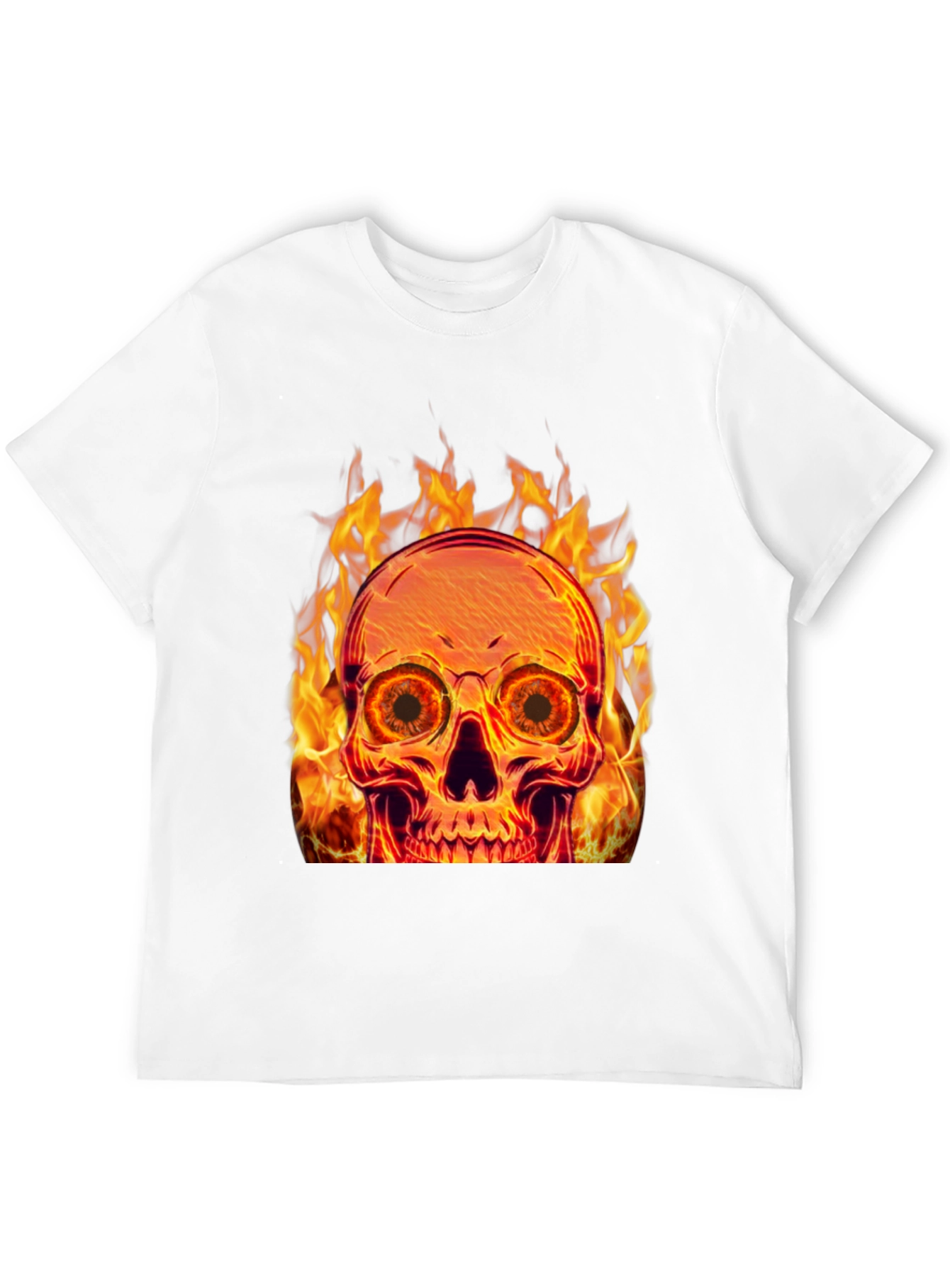 Flaming Skull Graphic Tee - Black Cotton Blend