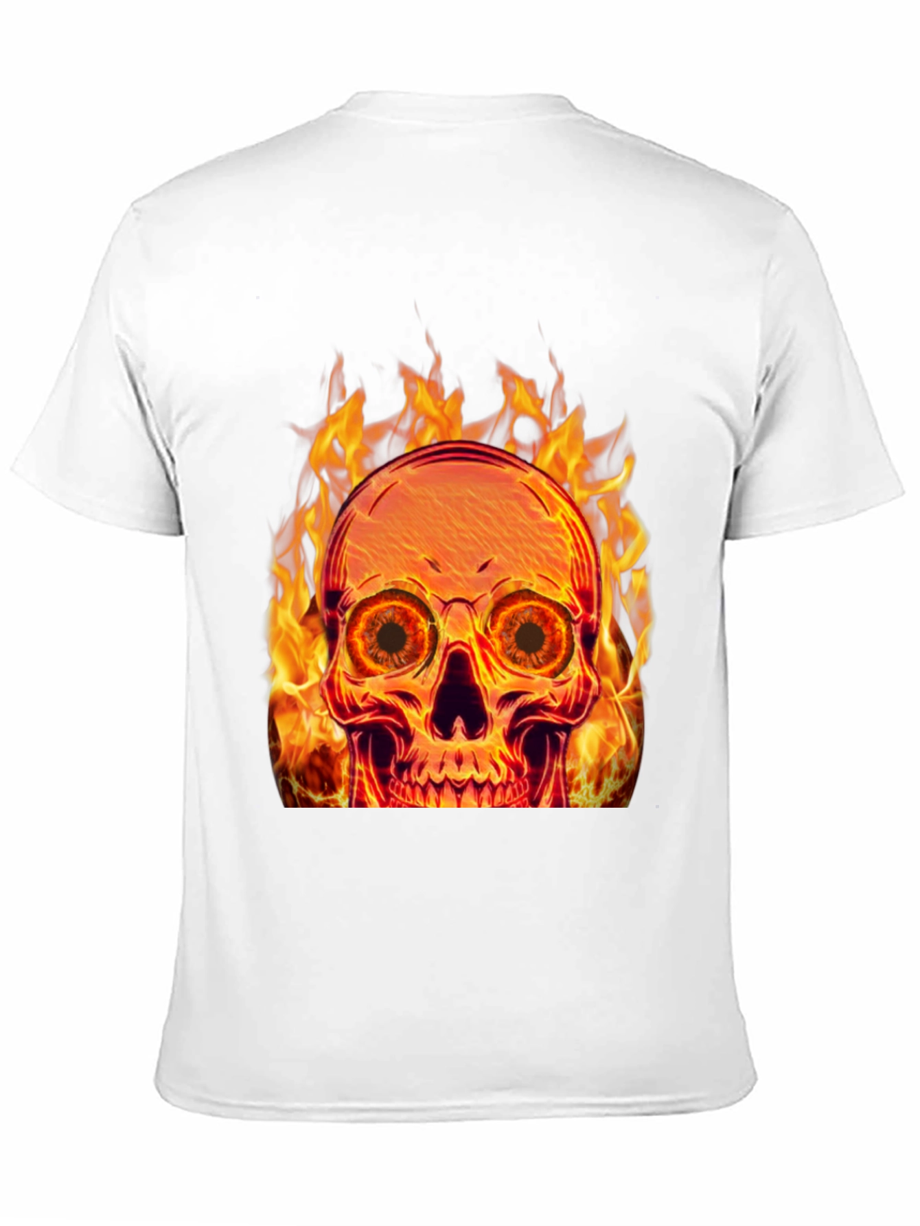 Flaming Skull Graphic Tee - Black Cotton Blend