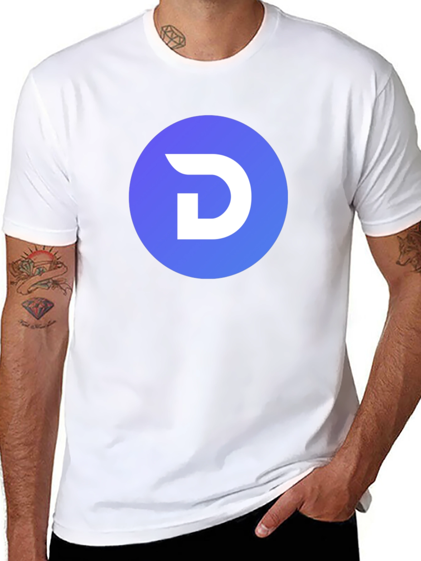 Modern Black T-Shirt with Blue Circle D Logo