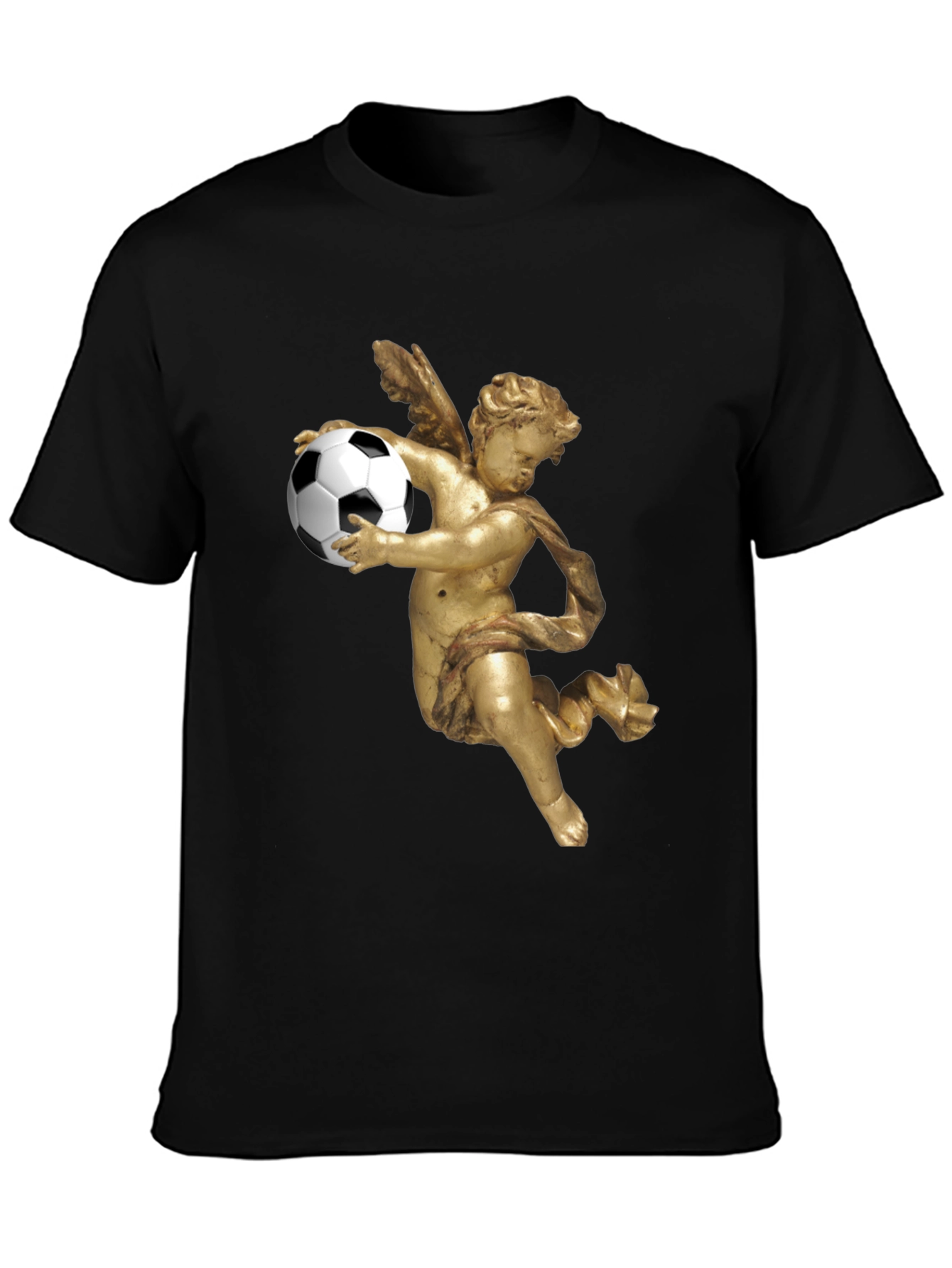 Angel Soccer T-Shirt - Black Graphic Tee
