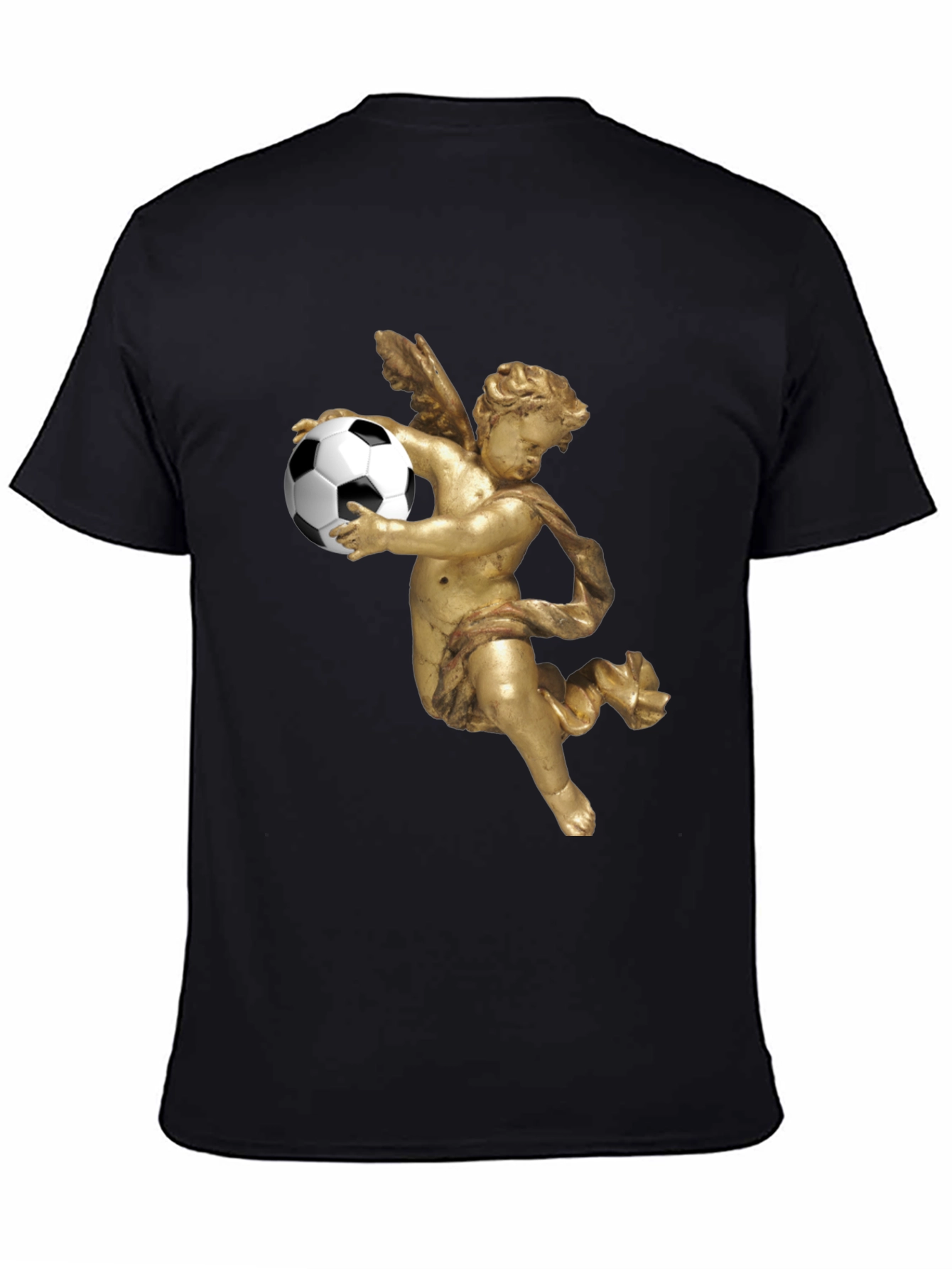Angel Soccer T-Shirt - Black Graphic Tee