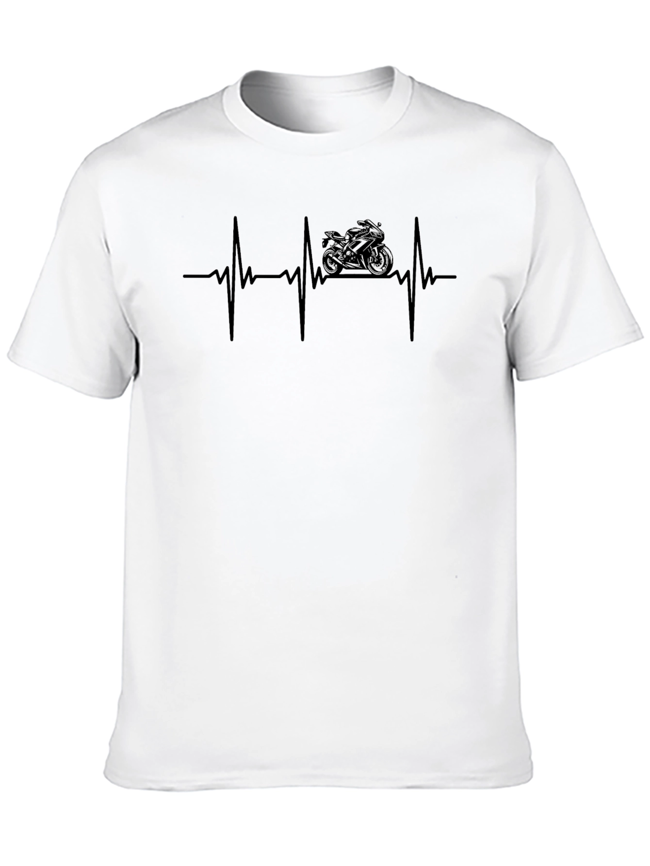 Motorcycle Heartbeat Graphic Tee - Black