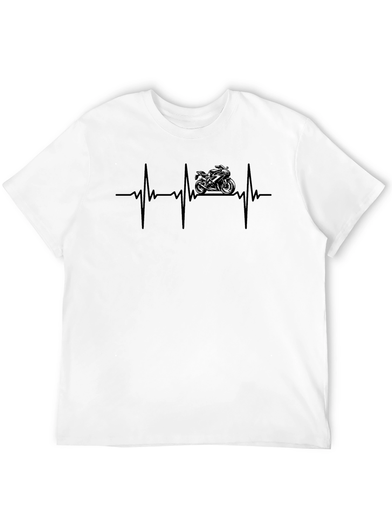 Motorcycle Heartbeat Graphic Tee - Black