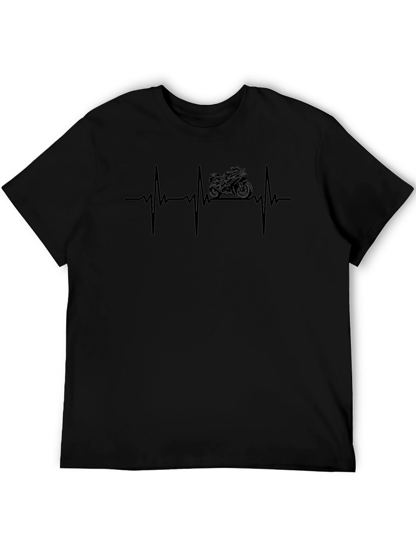Motorcycle Heartbeat Graphic Tee - Black